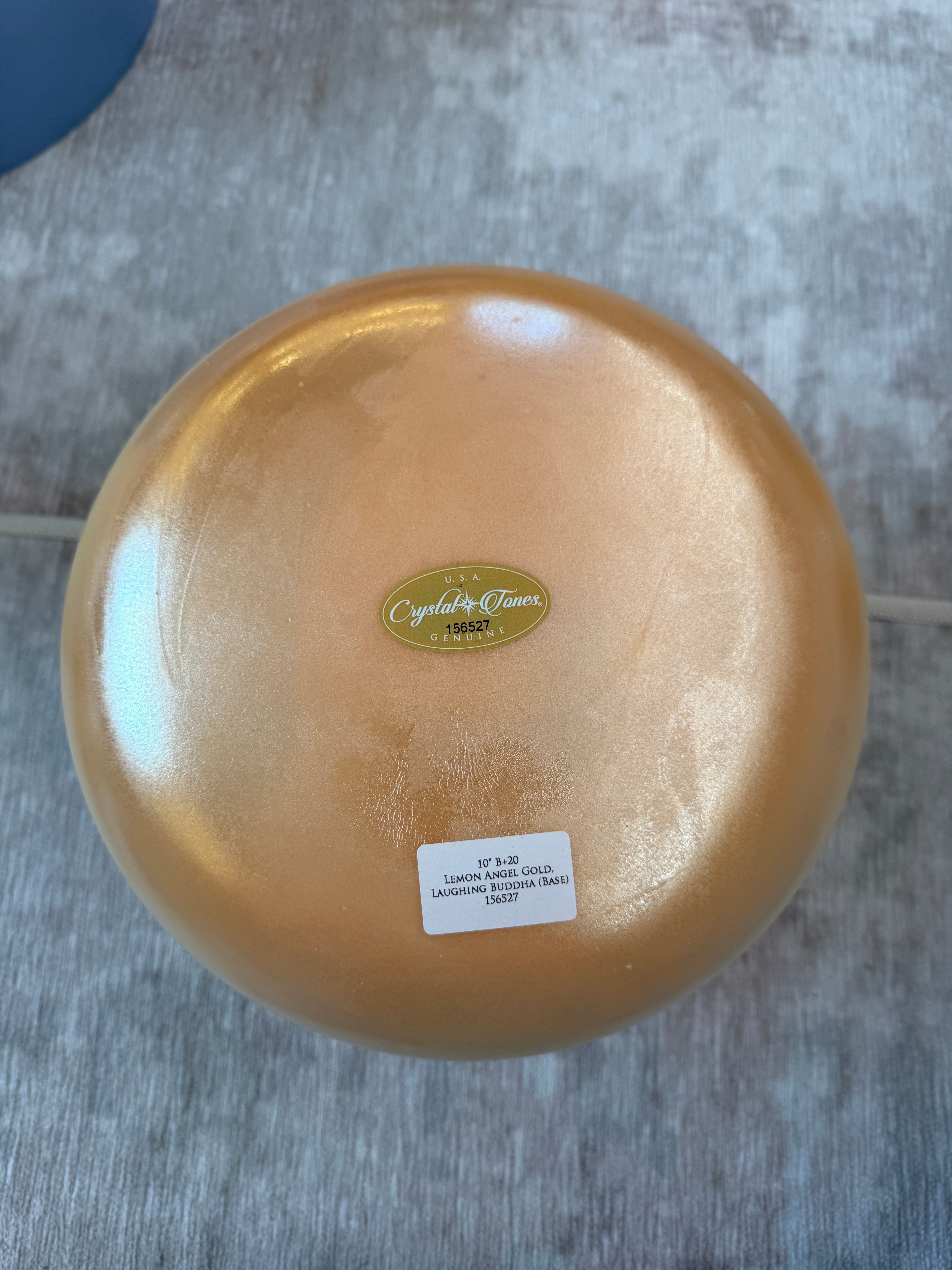 10" B+20 Lemon Angel Gold, Laughing Buddha Base 156527 Crystal Tones® Alchemy Singing Bowl