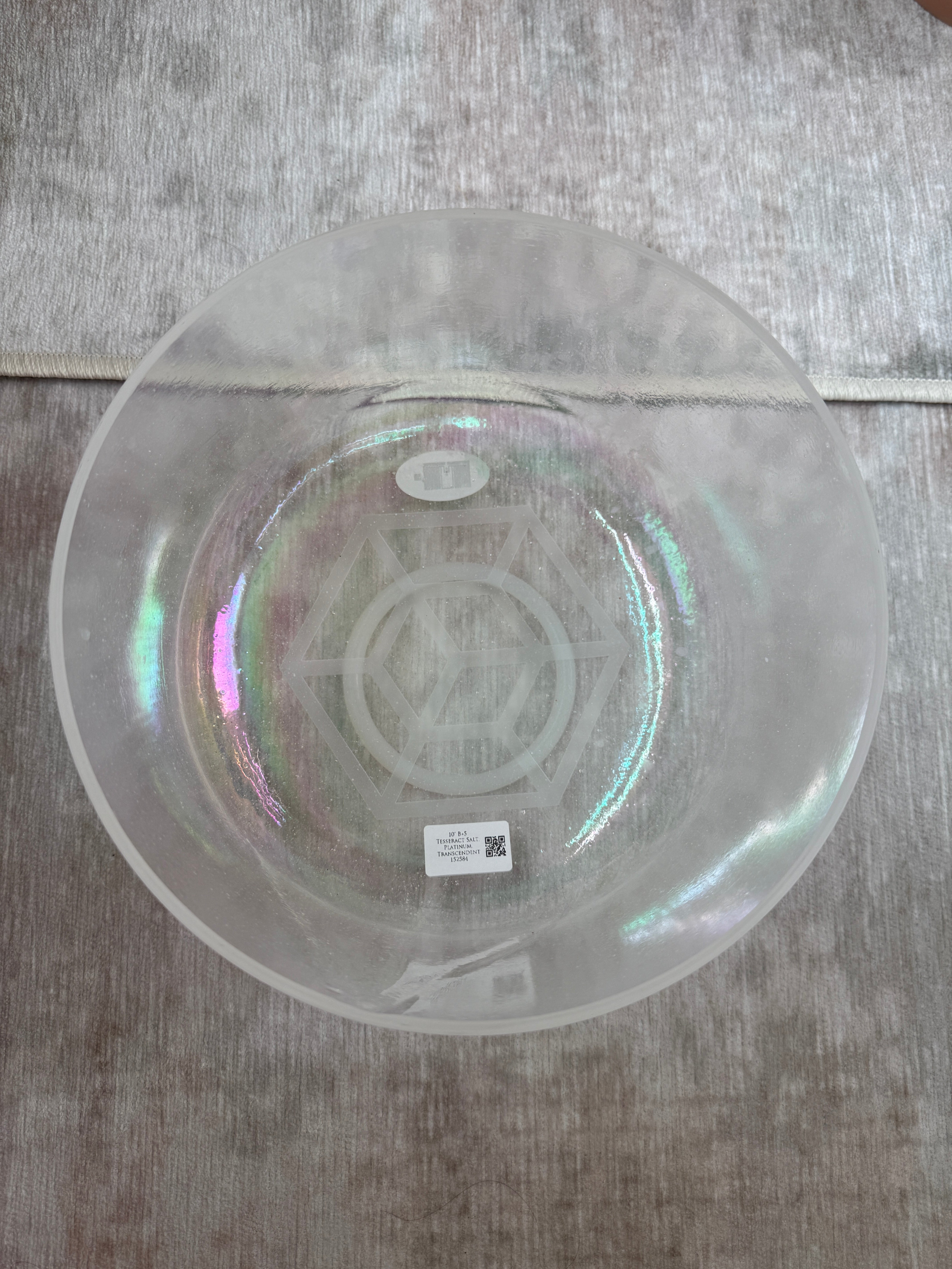 10" B+5 Tesseract Salt, Platinum, Transcendent 152584 Crystal Tones® Alchemy Singing Bowl