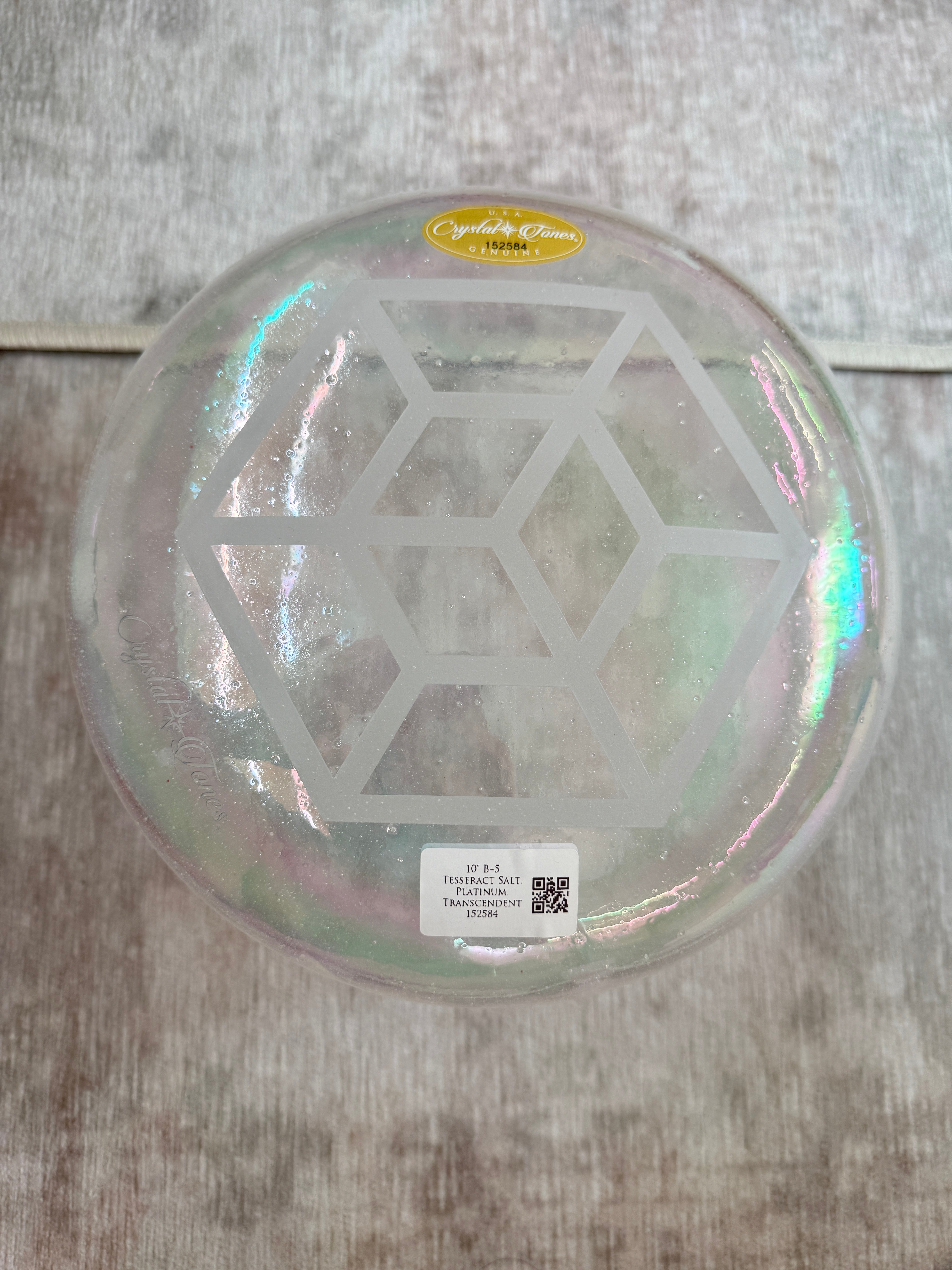 10" B+5 Tesseract Salt, Platinum, Transcendent 152584 Crystal Tones® Alchemy Singing Bowl