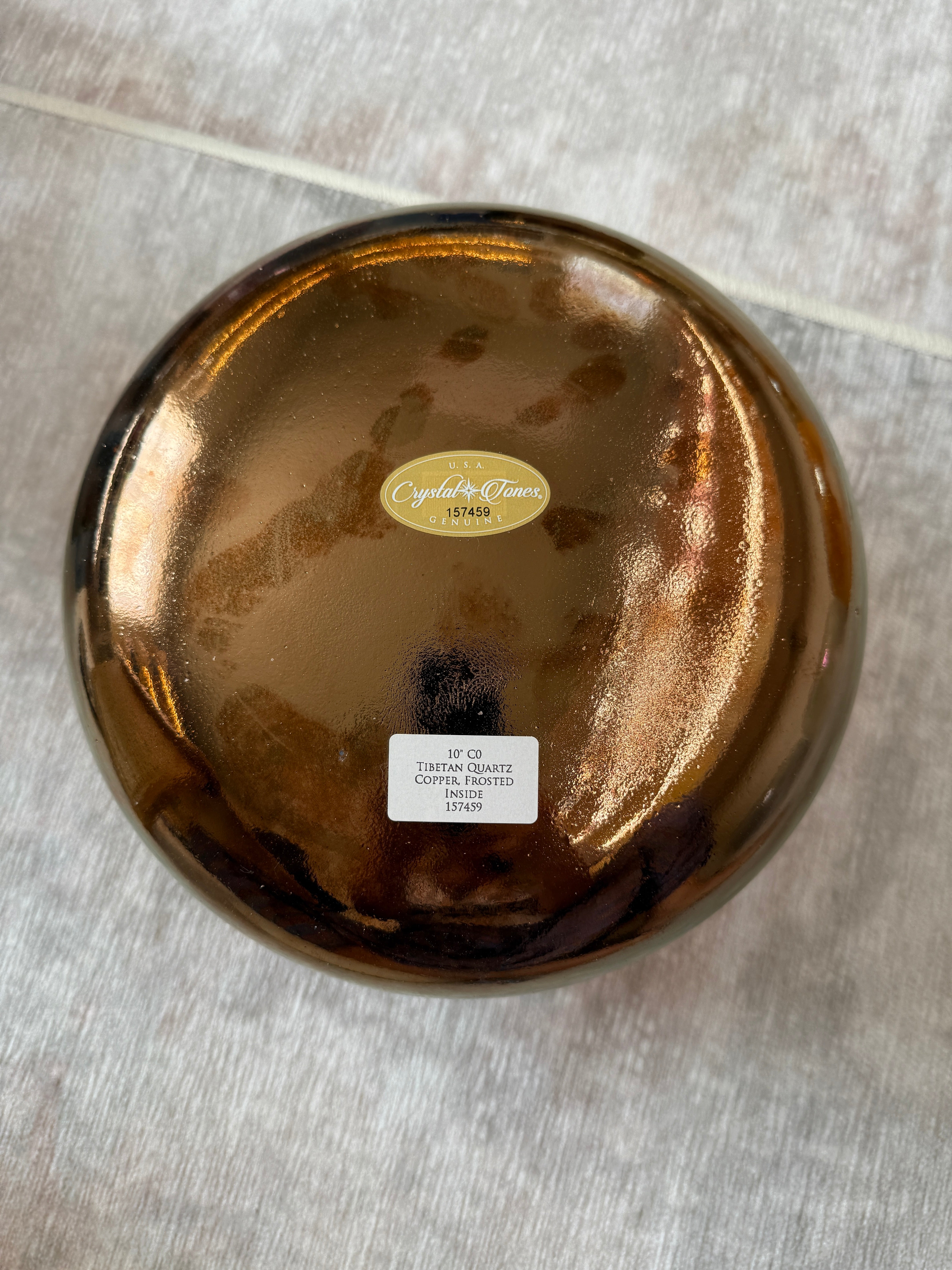 10" C0 Tibetan Quartz Copper, Frosted Inside 157459 Crystal Tones® Alchemy Singing Bowl