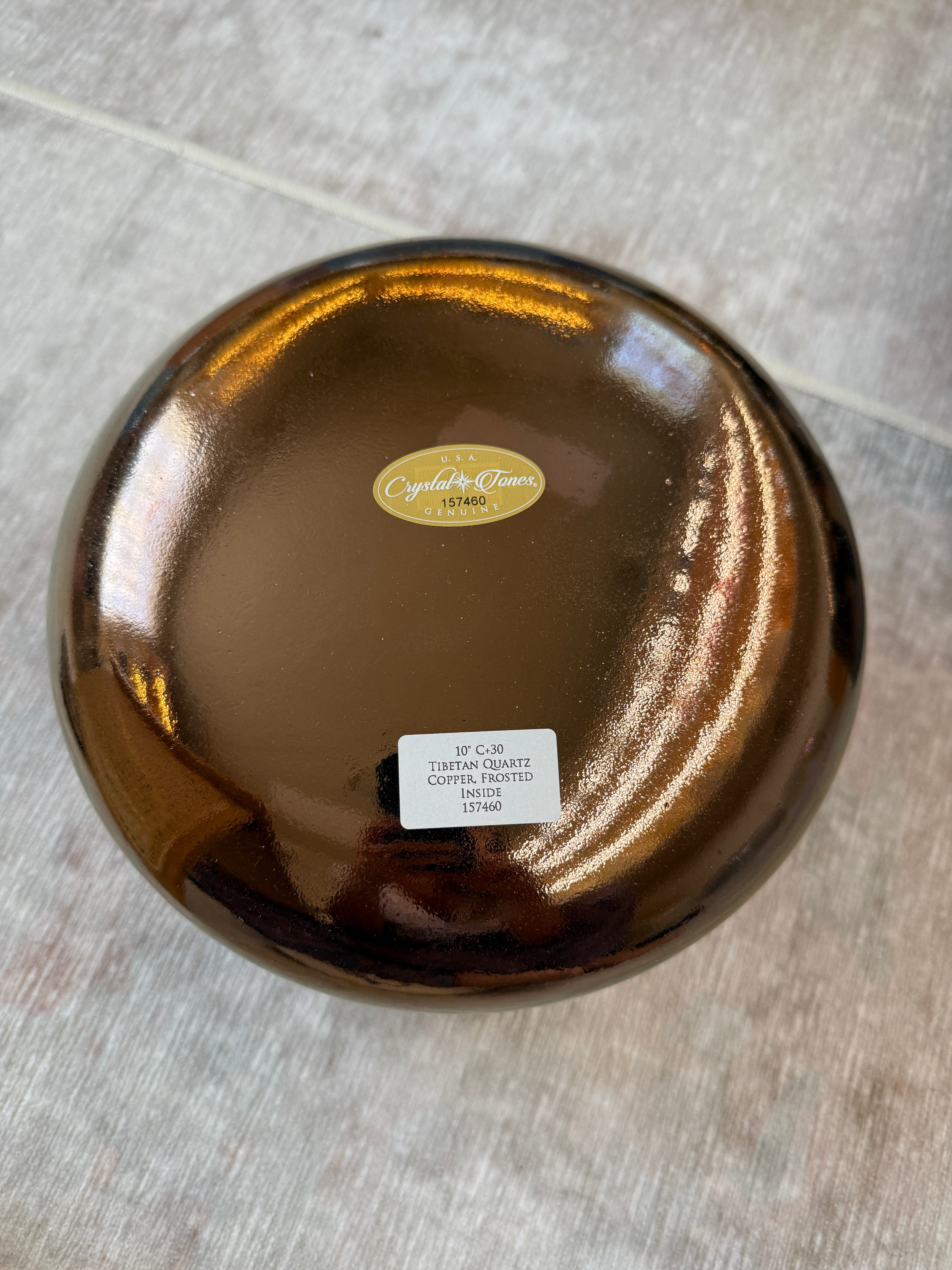 10" C+30 Tibetan Quartz Copper, Frosted Inside 157460 Crystal Tones® Alchemy Singing Bowl
