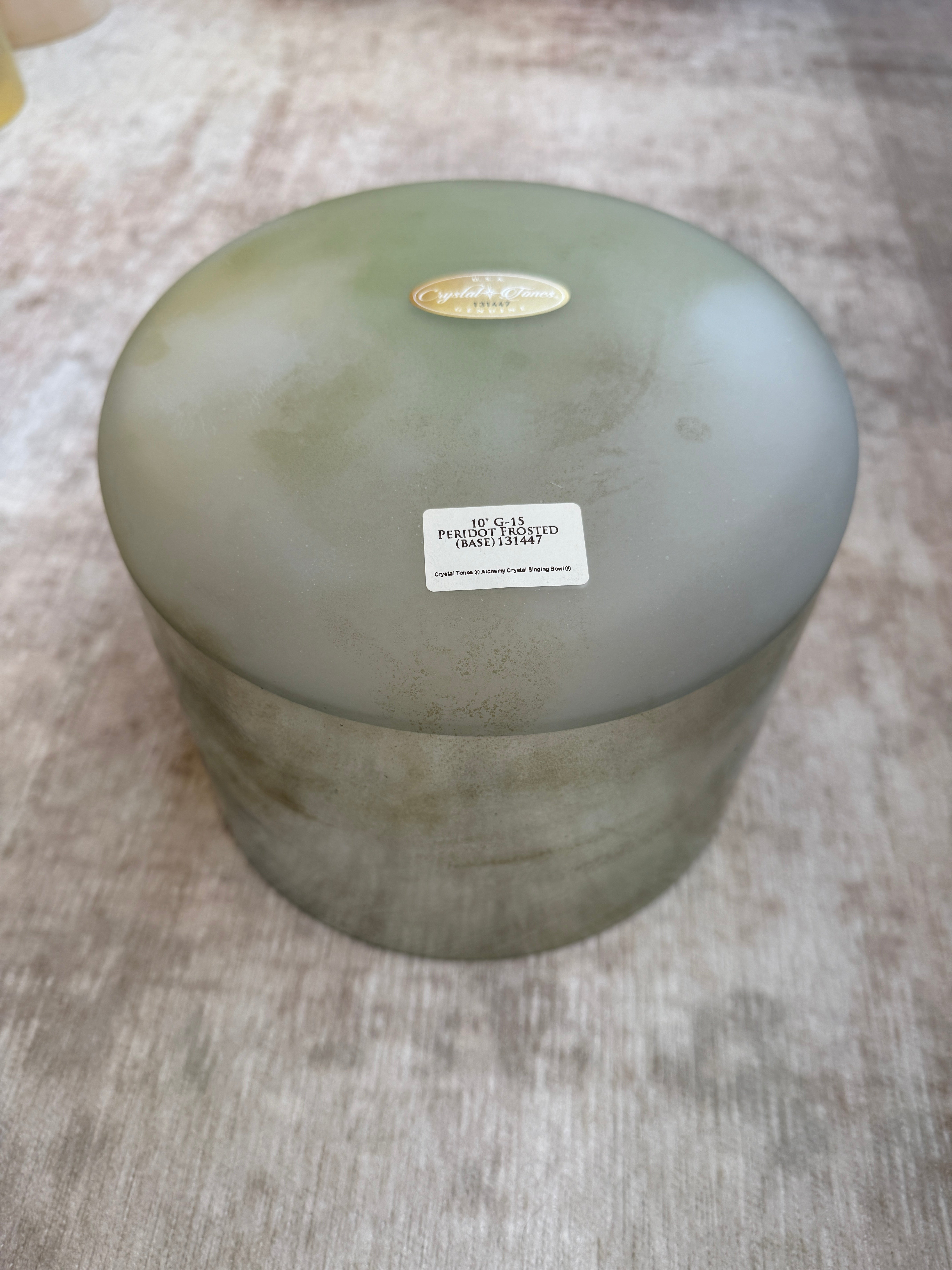 10" G-15 Peridot Frosted Base Bowl 131447 Crystal Tones® Alchemy Singing Bowl