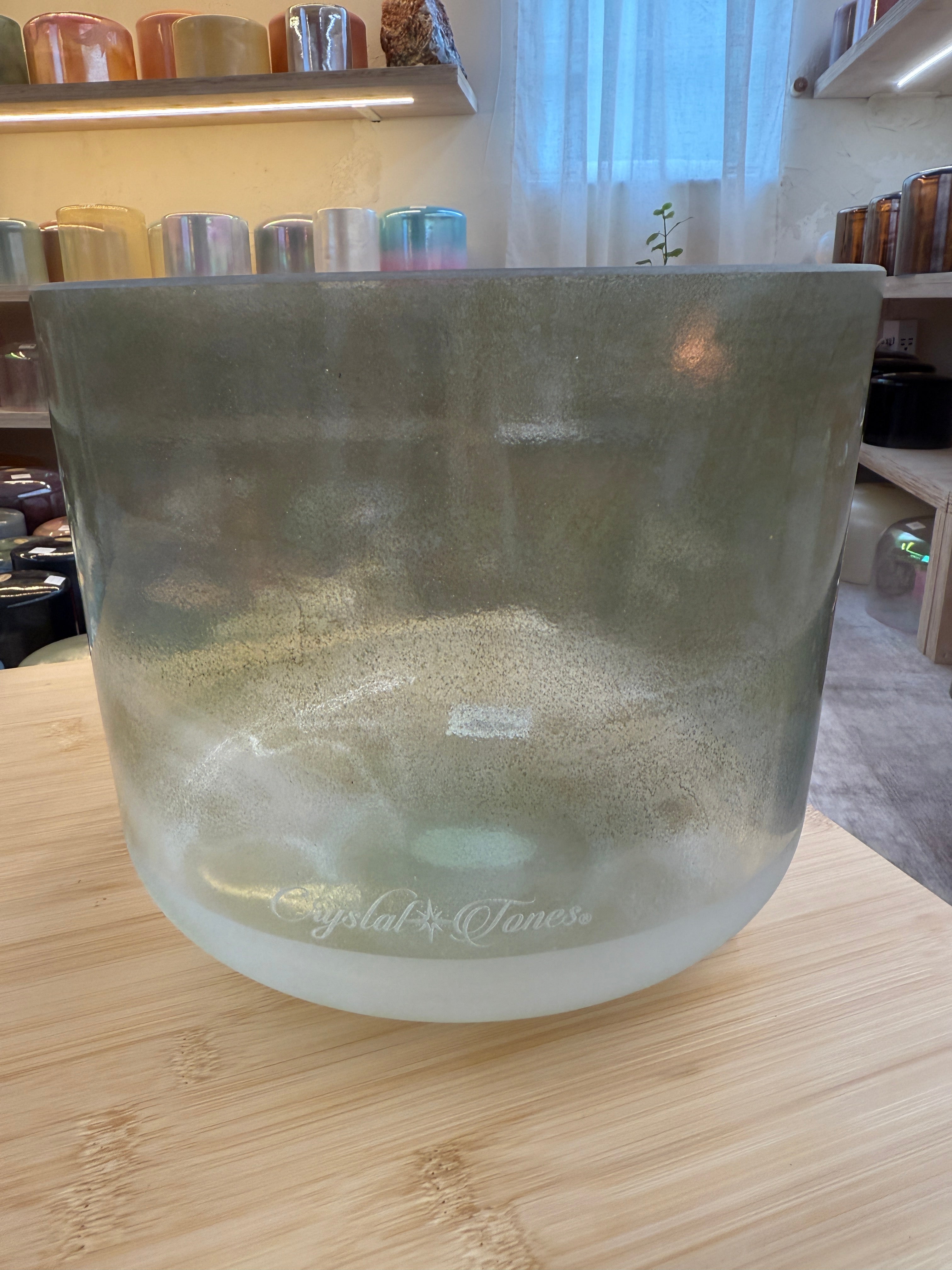 10" G-15 Peridot Frosted Base Bowl 131447 Crystal Tones® Alchemy Singing Bowl