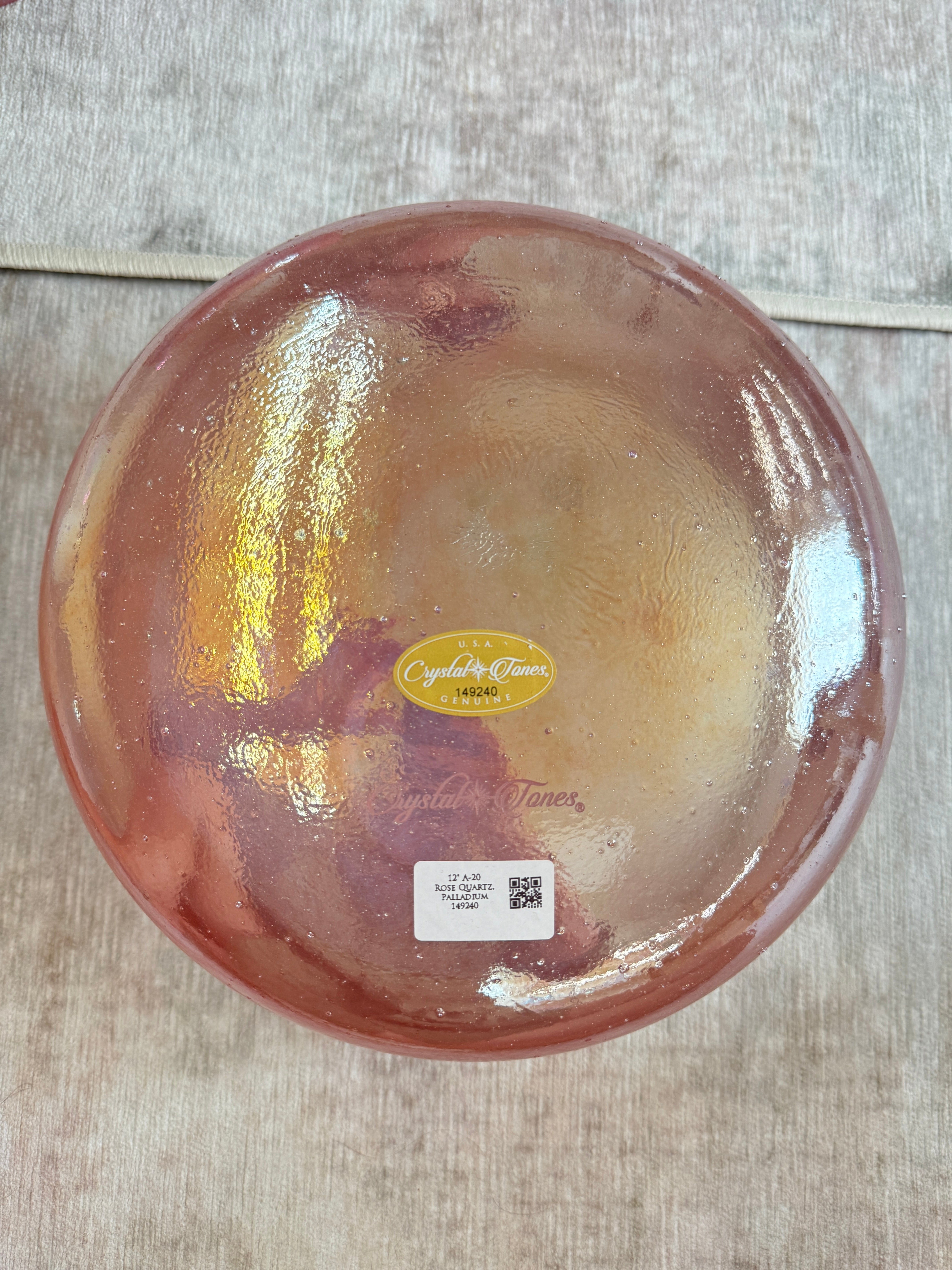 12" A-20 Rose Quartz, Palladium 149240 Crystal Tones® Alchemy Singing Bowl