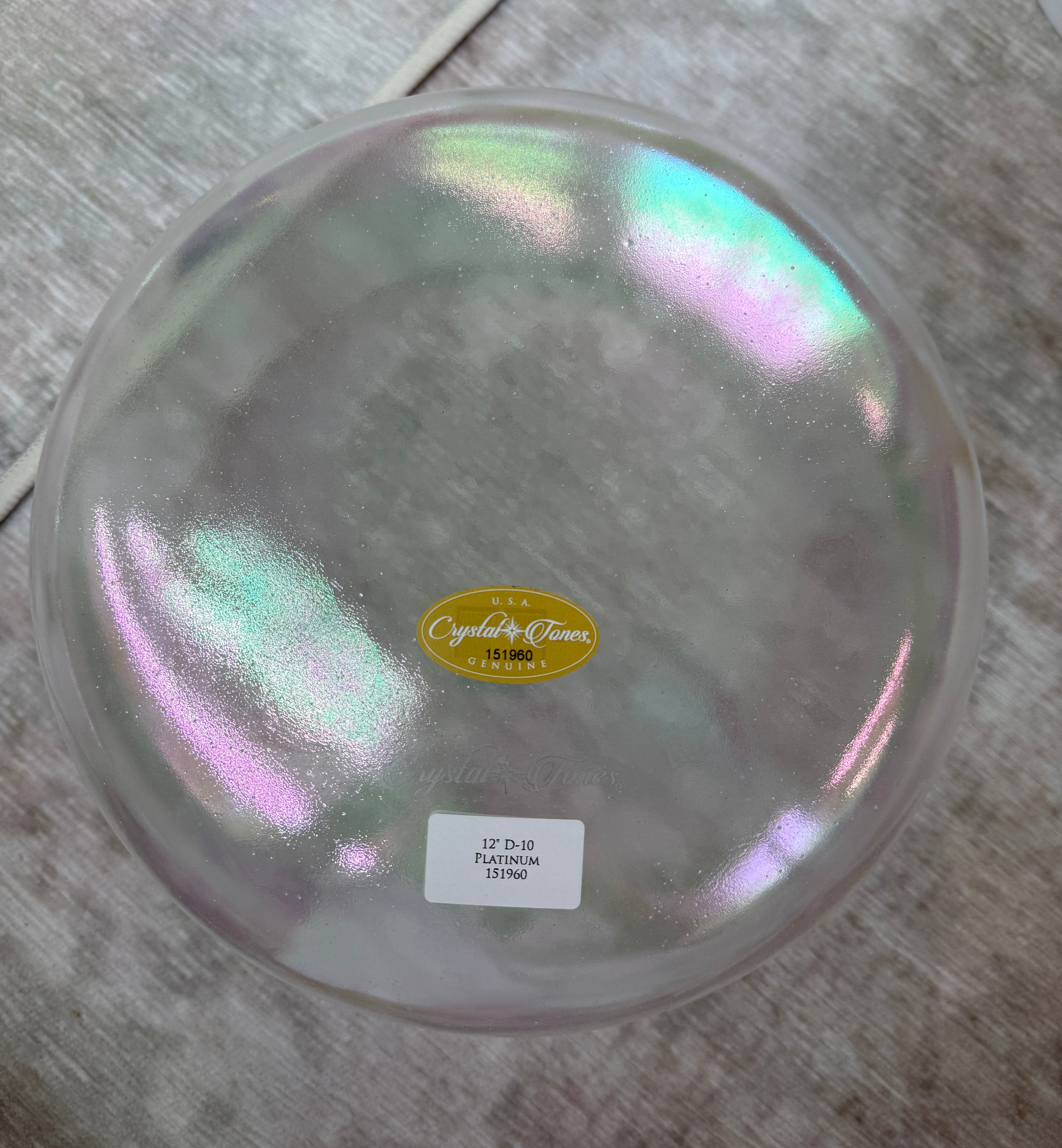 12" D-10 Platinum 151960 Crystal Tones® Alchemy Singing Bowl