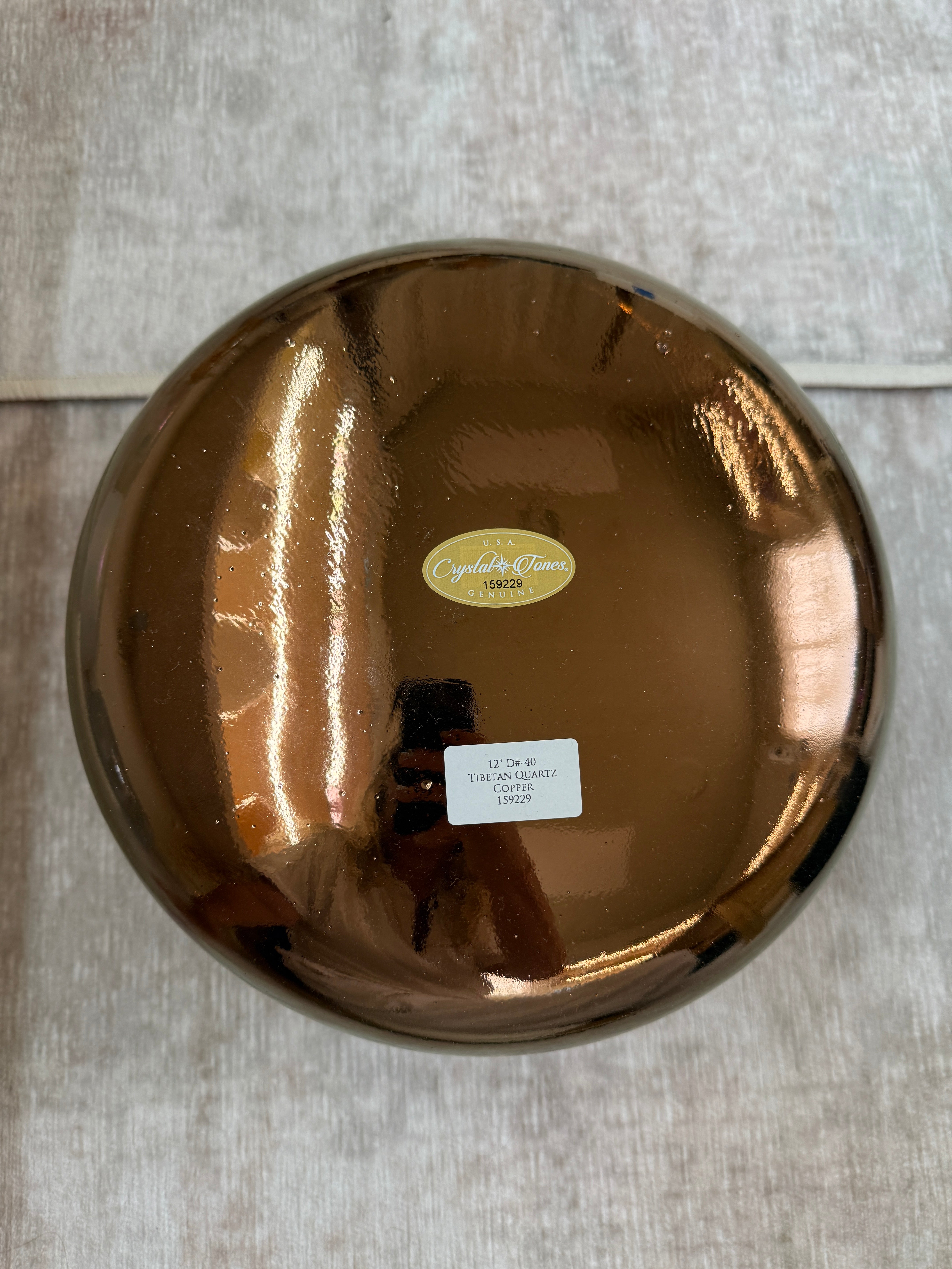 12" D#-40 Tibetan Quartz Copper 159229 Crystal Tones® Alchemy Singing Bowl
