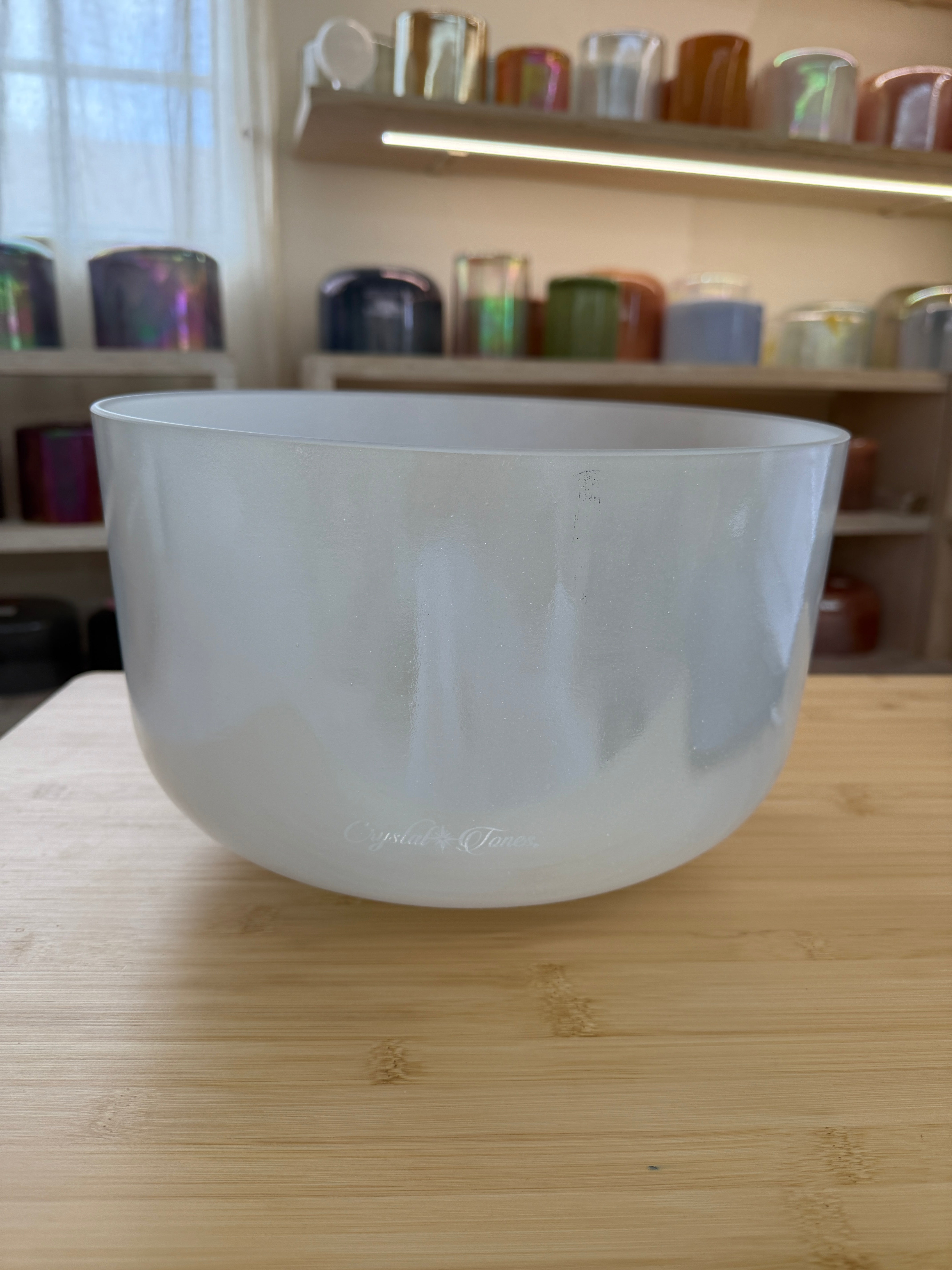 12" D#-5 Aqua Aura Gold, Frosted Inside 155091 Crystal Tones® Alchemy Singing Bowl