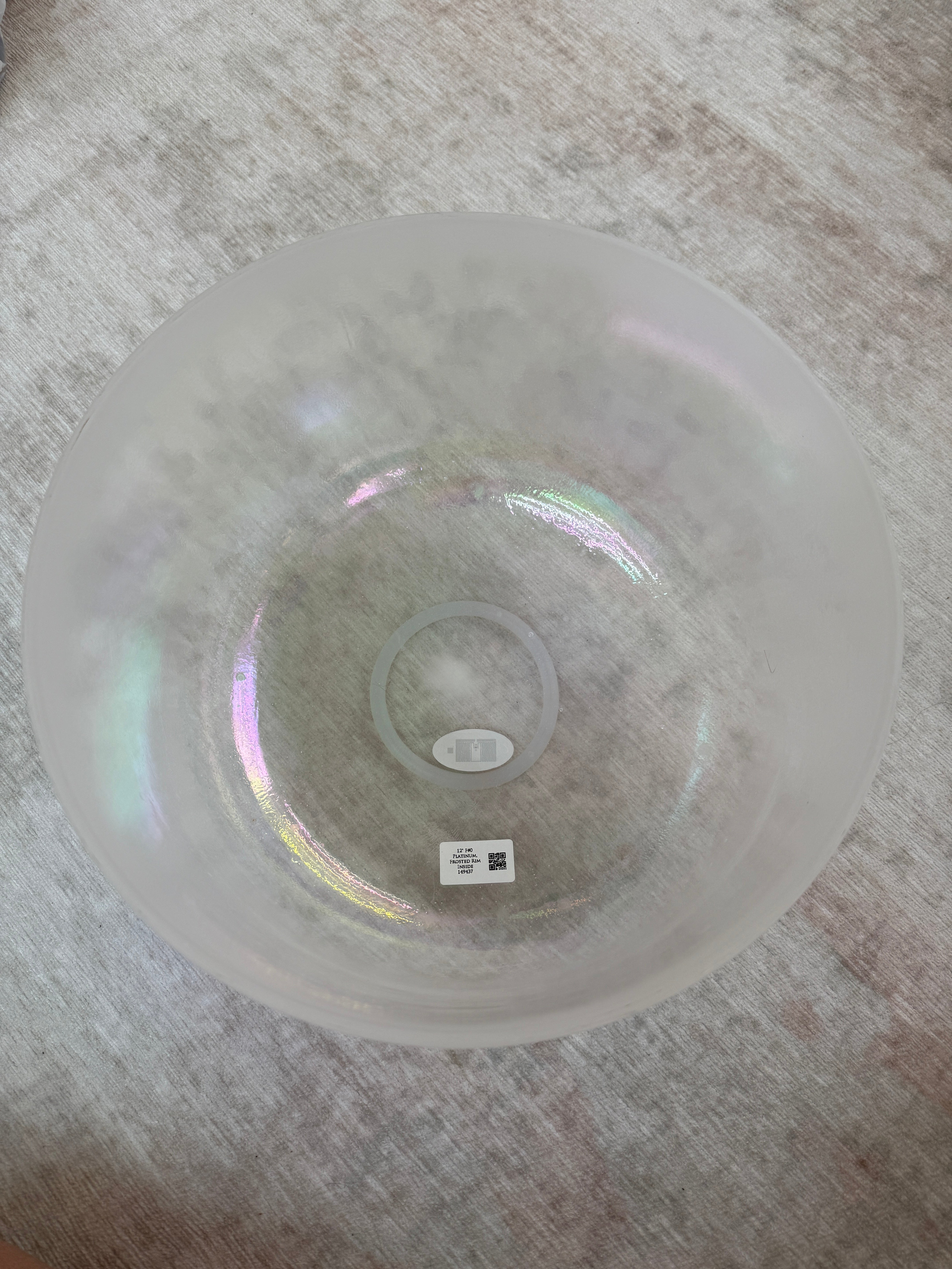 12" F#0 Platinum, Frosted Rim Inside 149437 Crystal Tones® Alchemy Singing Bowl
