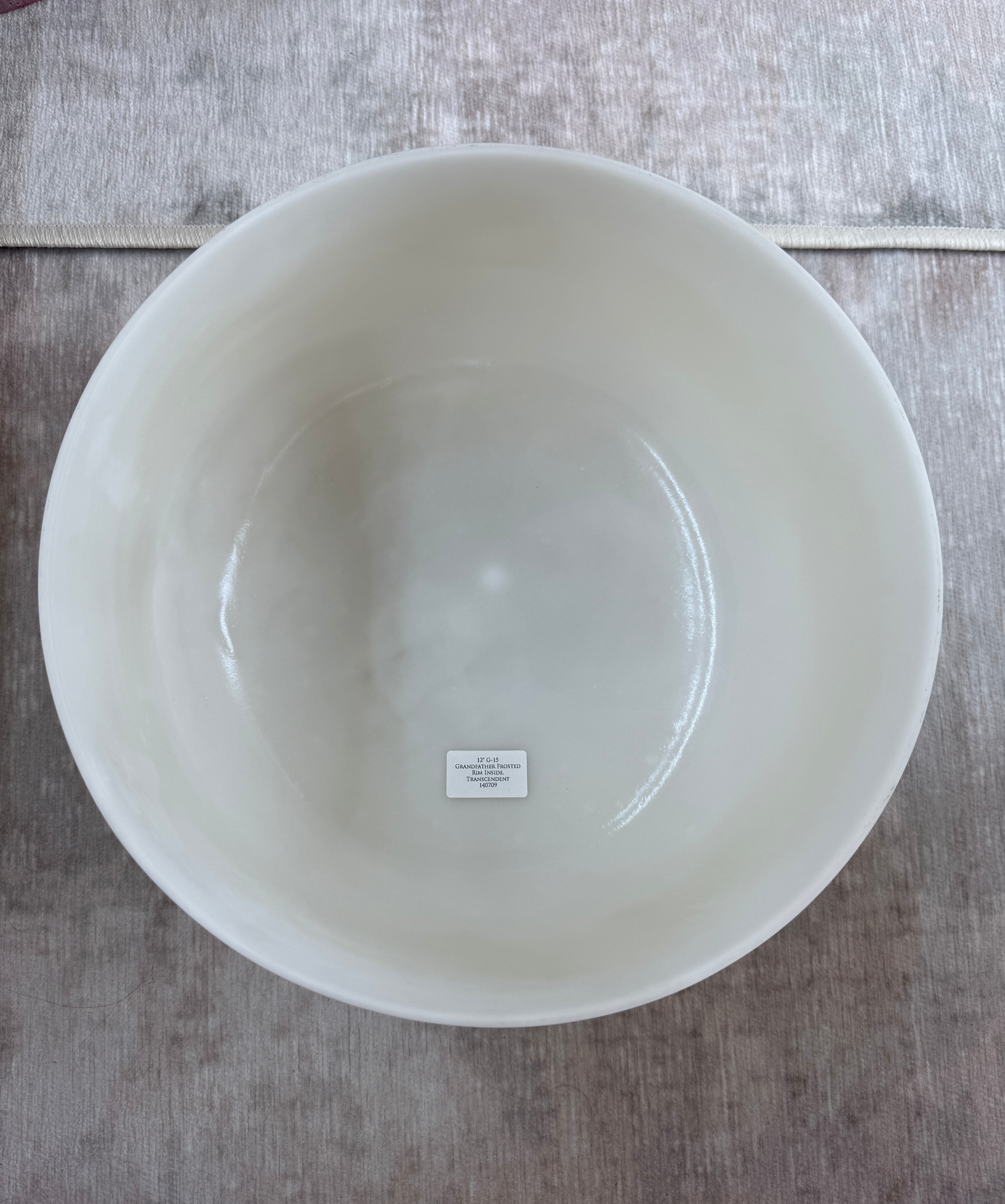 12" G-15 Grandfather Frosted Rim Inside, Transcendent 140709 Crystal Tones® Alchemy Singing Bowl