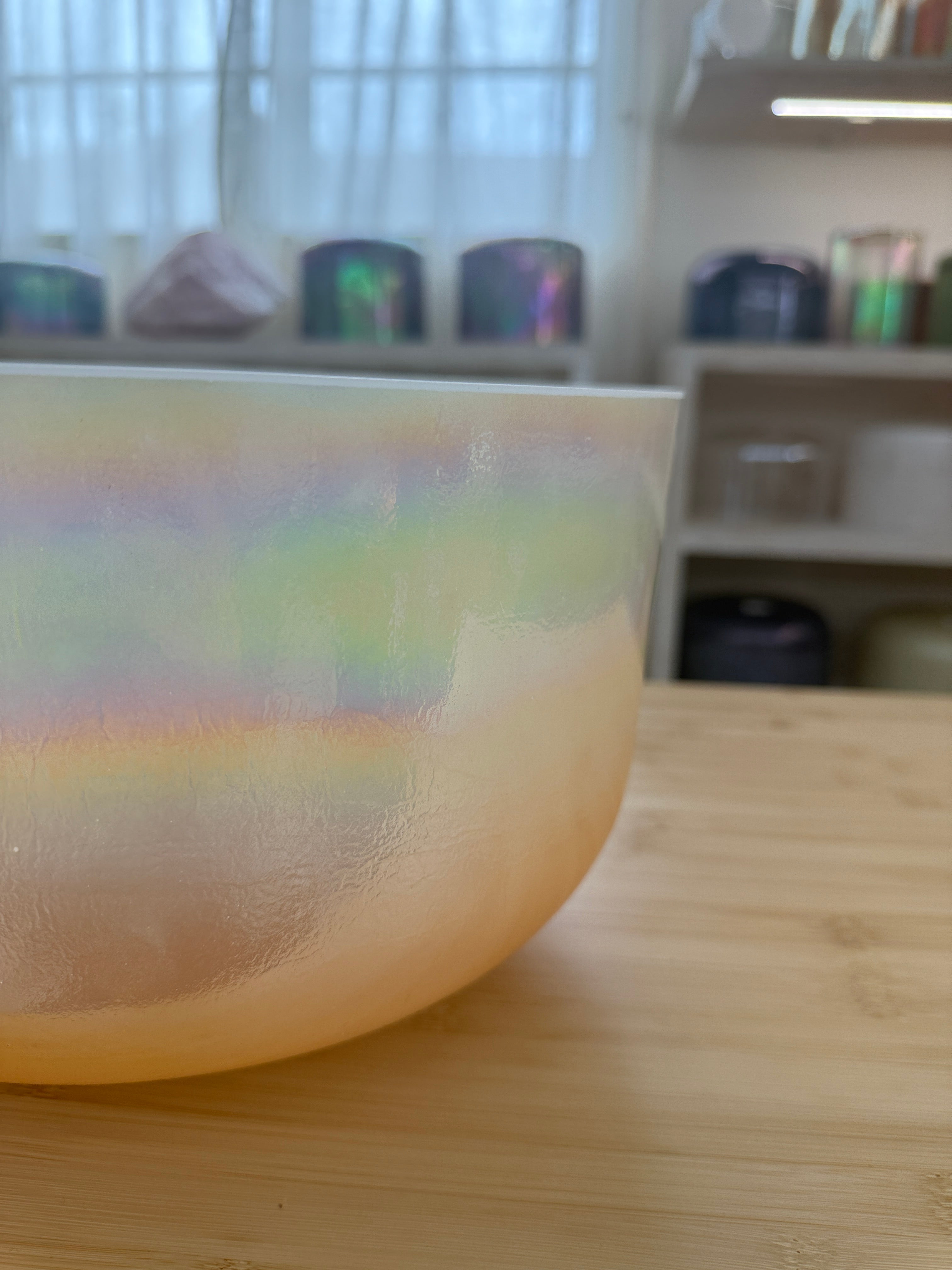 12" G-45 Laughing Buddha, Platinum (Rim), Frosted Inside 155210 Crystal Tones® Alchemy Crystal Bowl