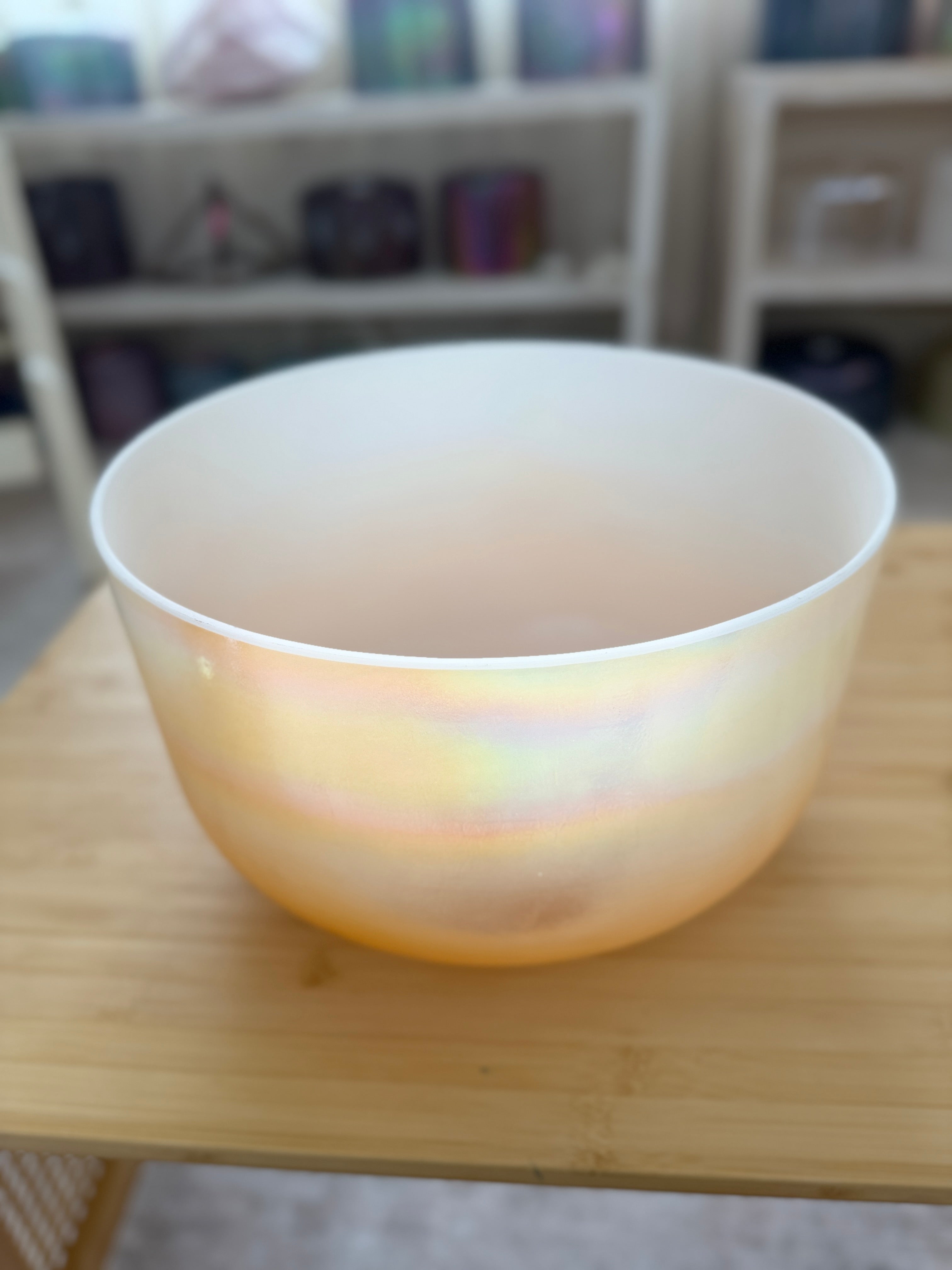12" G-45 Laughing Buddha, Platinum (Rim), Frosted Inside 155210 Crystal Tones® Alchemy Crystal Bowl