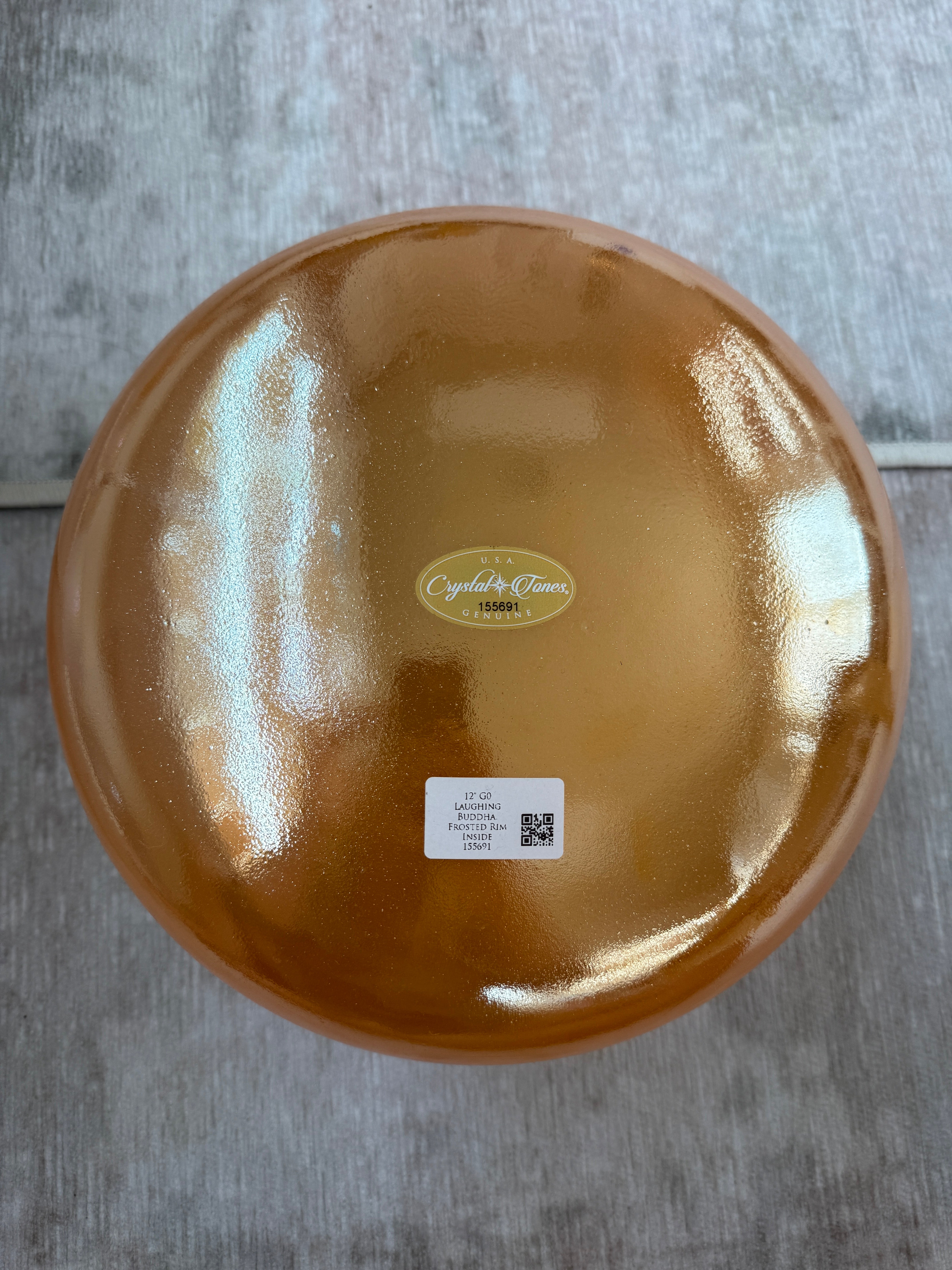 12" G0 Laughing Buddha, Frosted Rim Inside 155691 Crystal Tones® Alchemy Singing Bowl