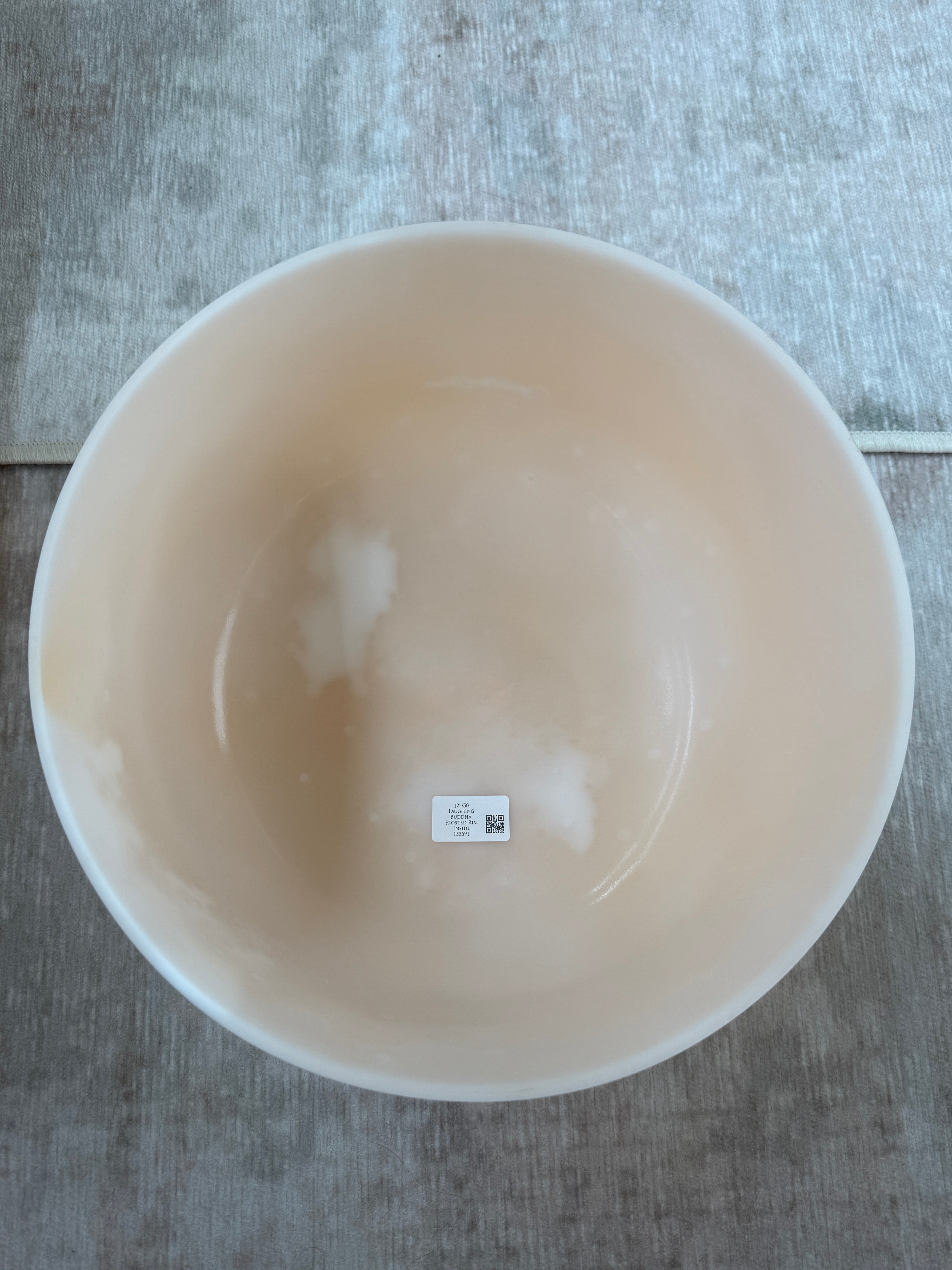 12" G0 Laughing Buddha, Frosted Rim Inside 155691 Crystal Tones® Alchemy Singing Bowl