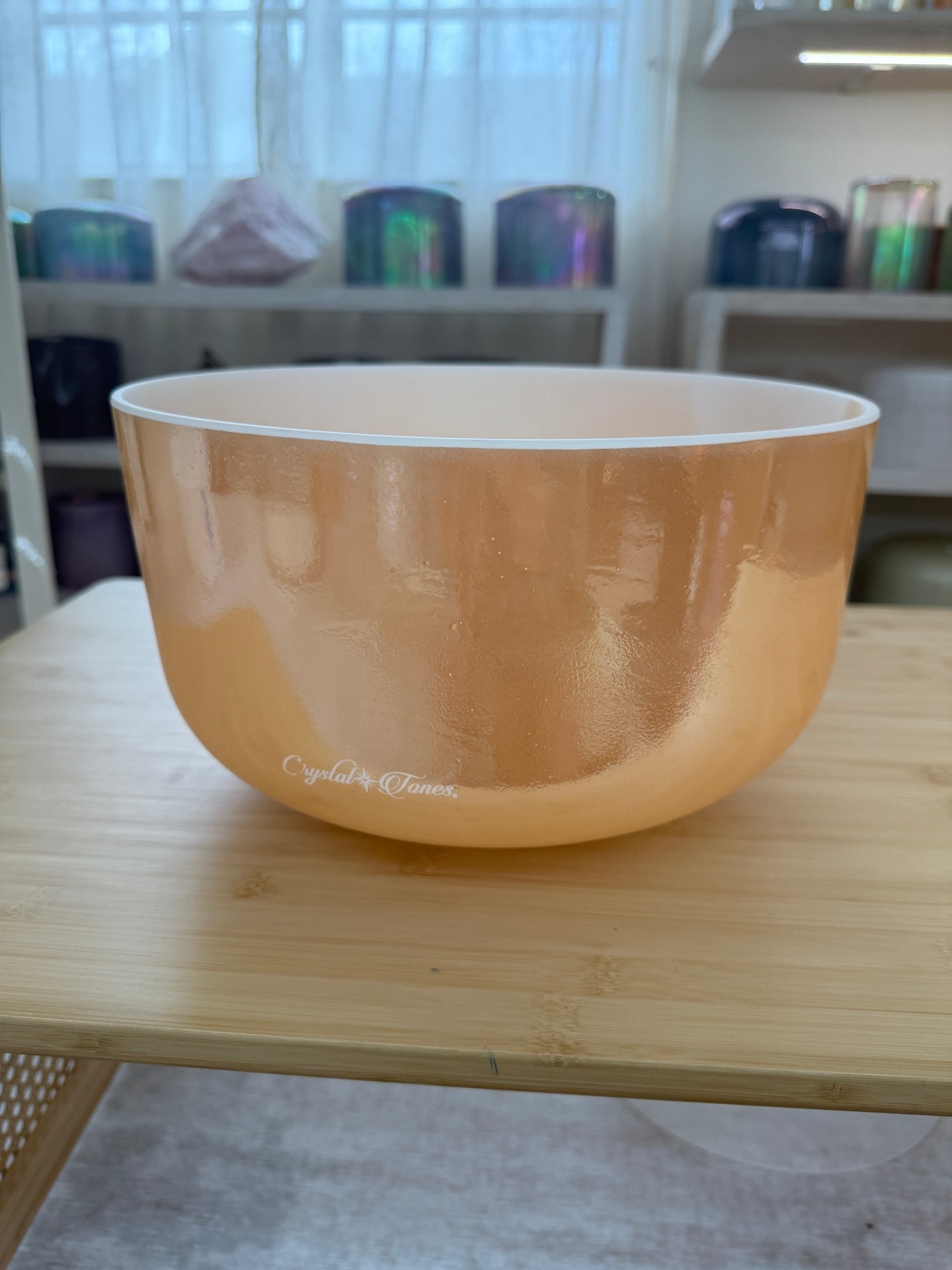 12" G0 Laughing Buddha, Frosted Rim Inside 155691 Crystal Tones® Alchemy Singing Bowl