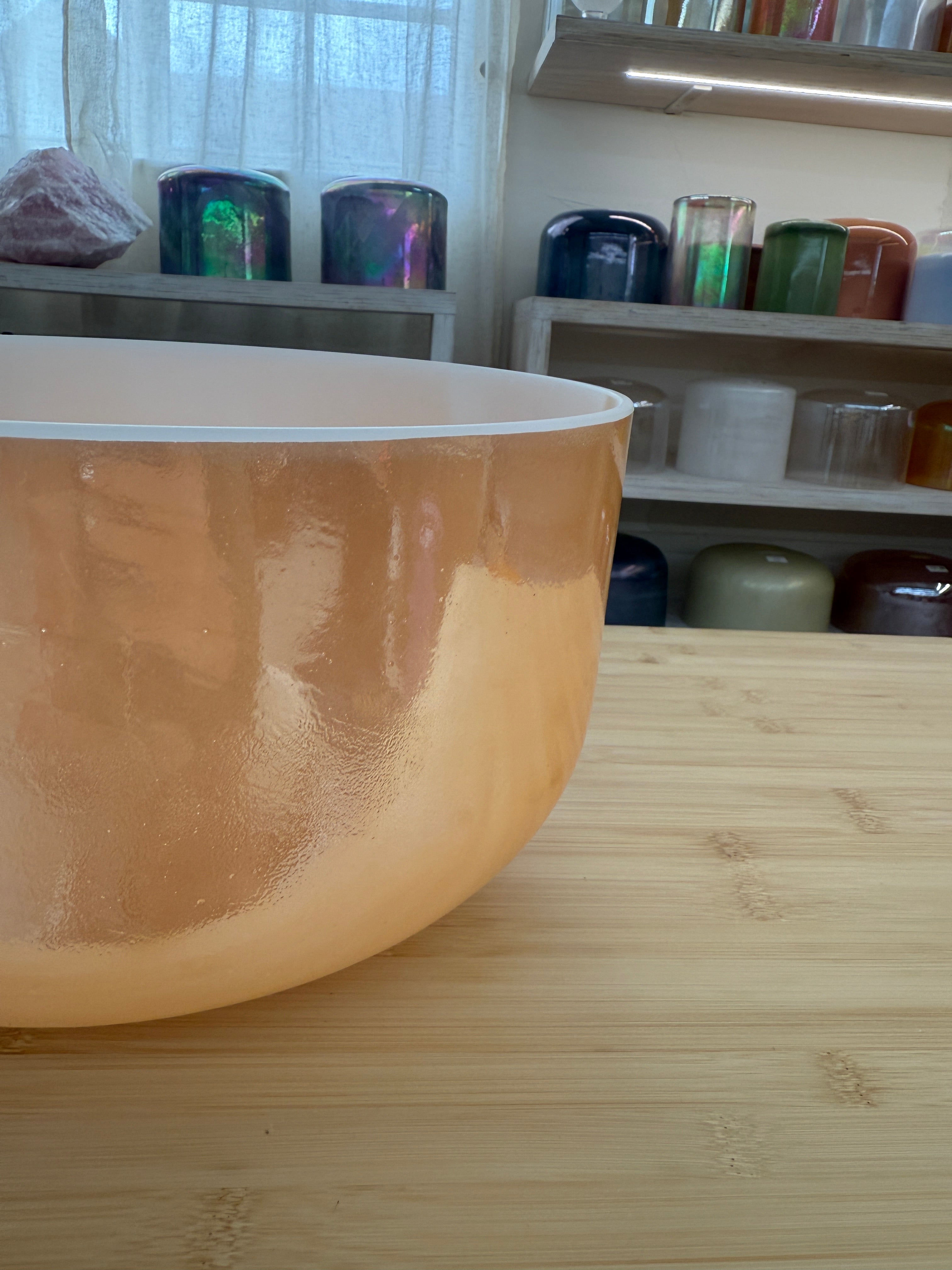 12" G0 Laughing Buddha, Frosted Rim Inside 155691 Crystal Tones® Alchemy Singing Bowl