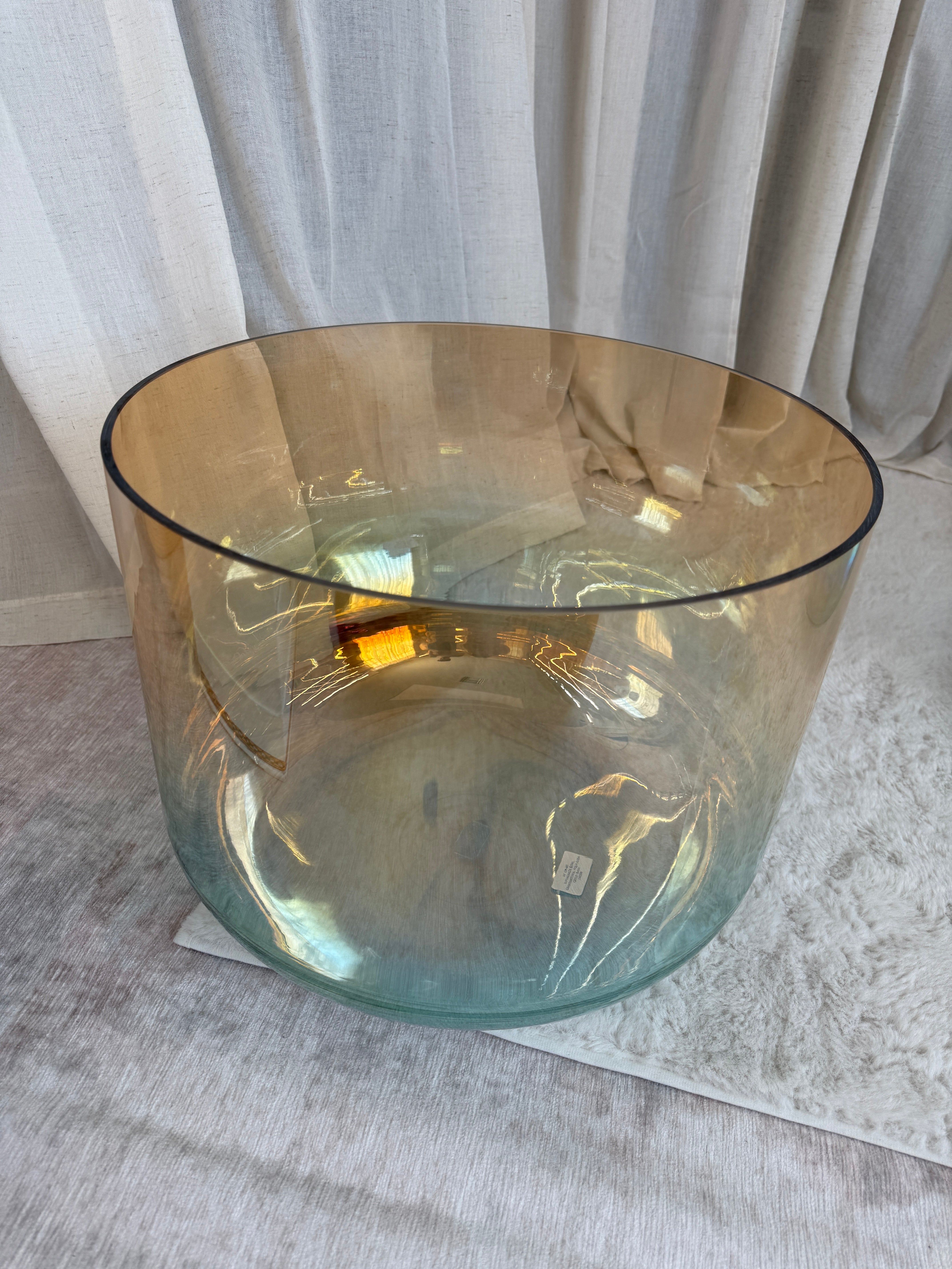 16" G#+40 Supergrade Grandmother, Aqua Aura Gold 160206 Crystal Tones® Alchemy Singing Bowl