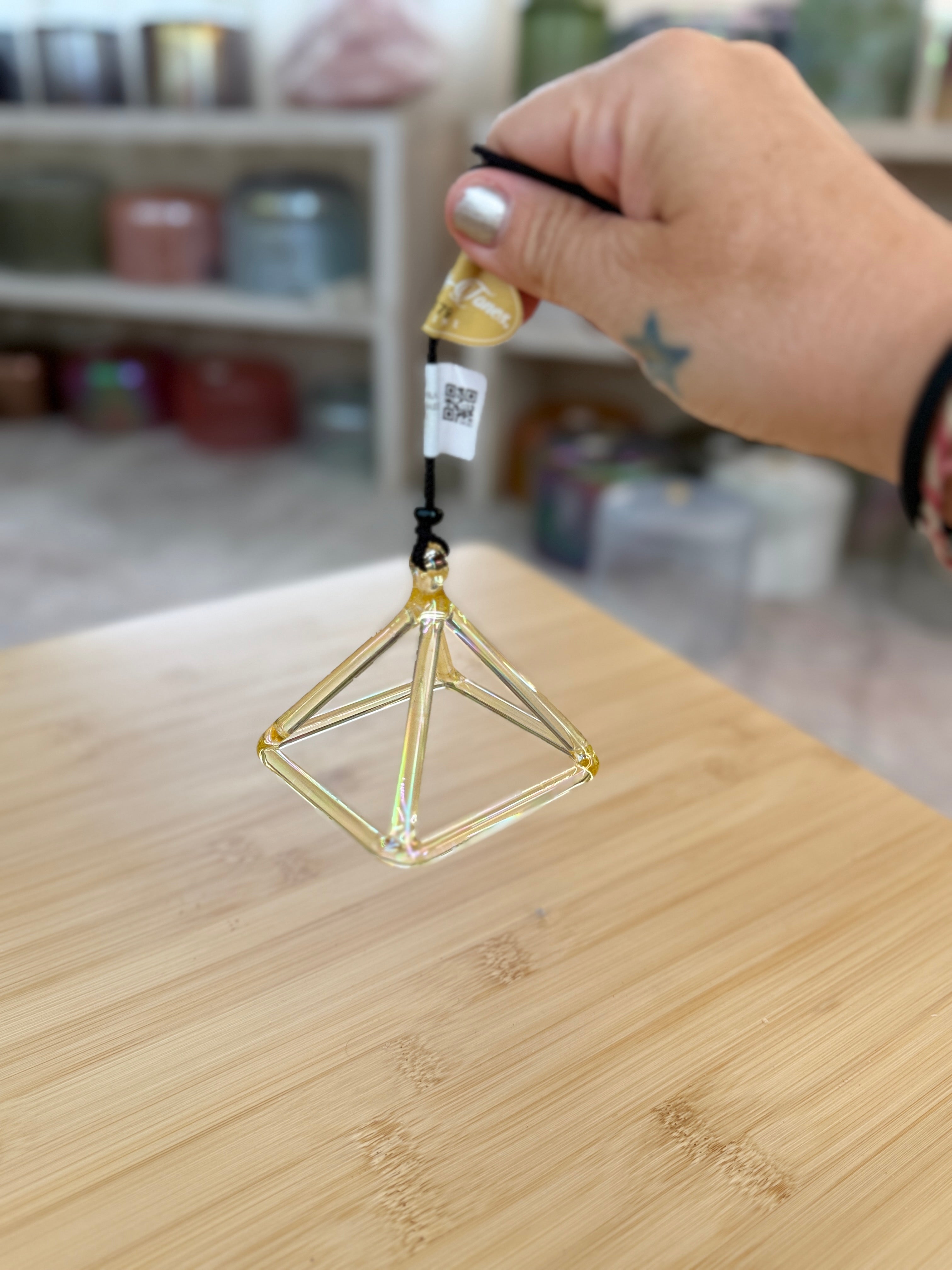 3" F#+30 Lemon Aura Gold 155179 Crystal Tones® Alchemy Singing Pyramid