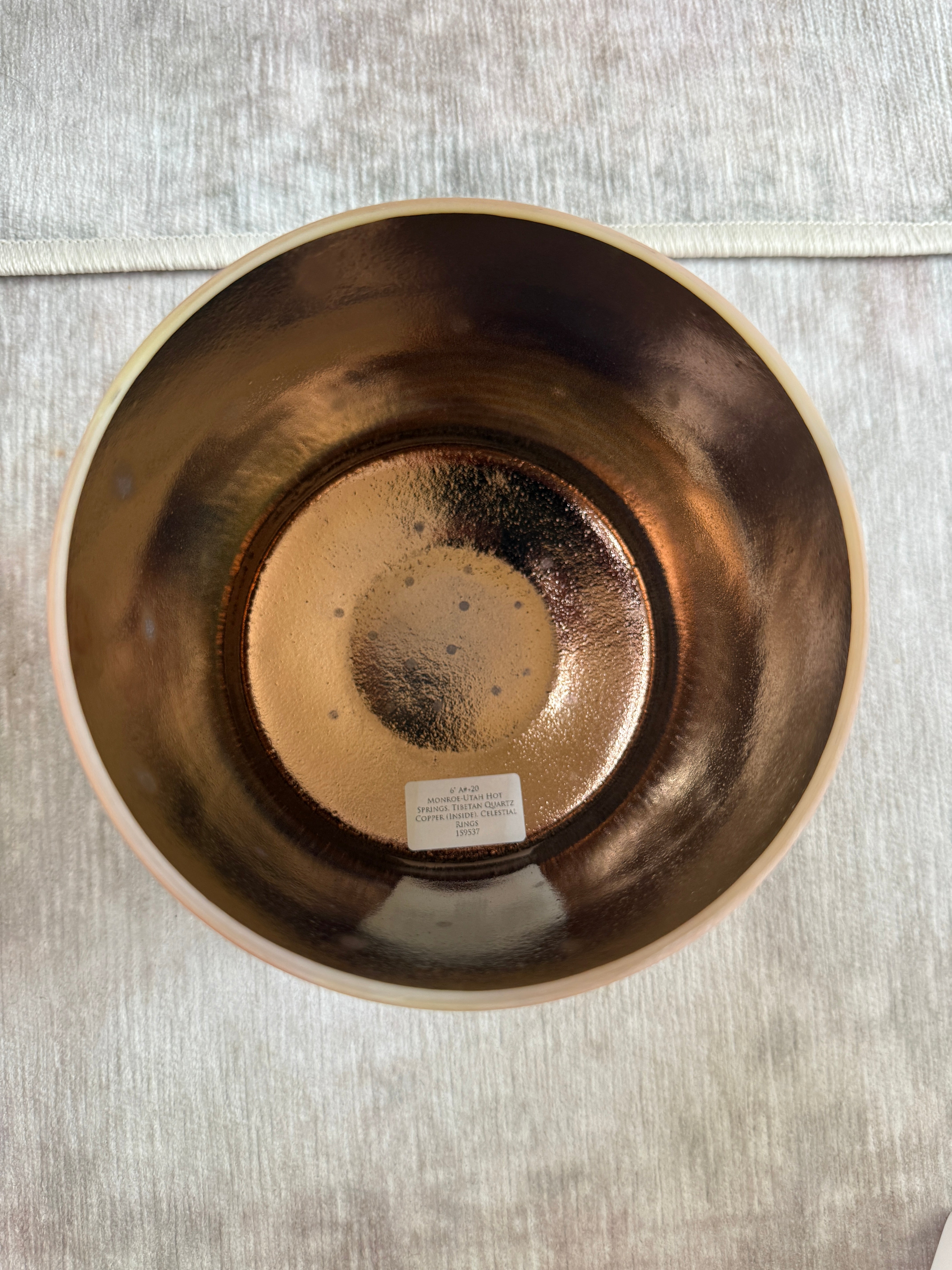 6" A#+20 Monroe-Utah Hot Springs, Tibetan Quartz Copper (Inside), Celestial Rings 159537 Crystal Tones® Alchemy Crystal Bowl