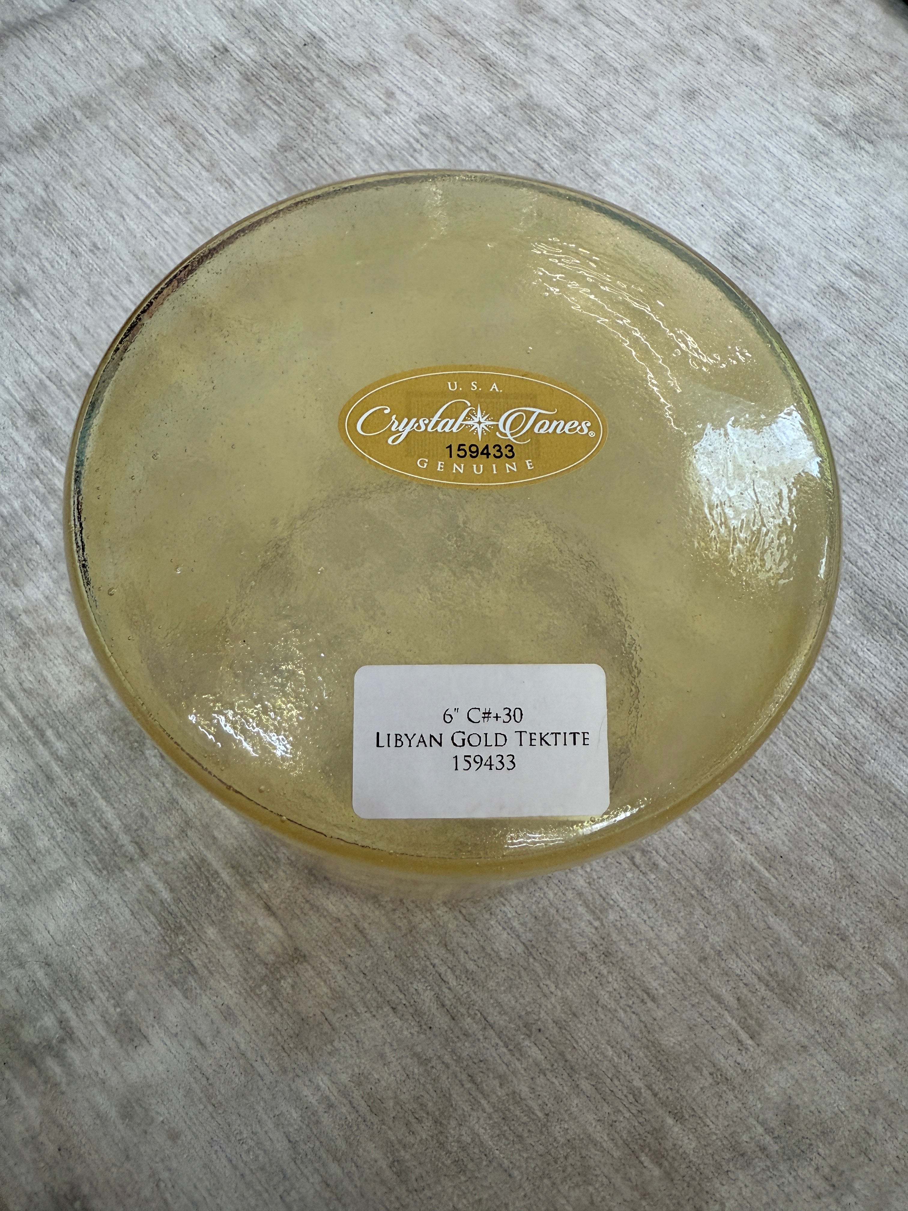 6" C#+30 Libyan Gold Tektite 159433 Crystal Tones® Alchemy Singing Bowl