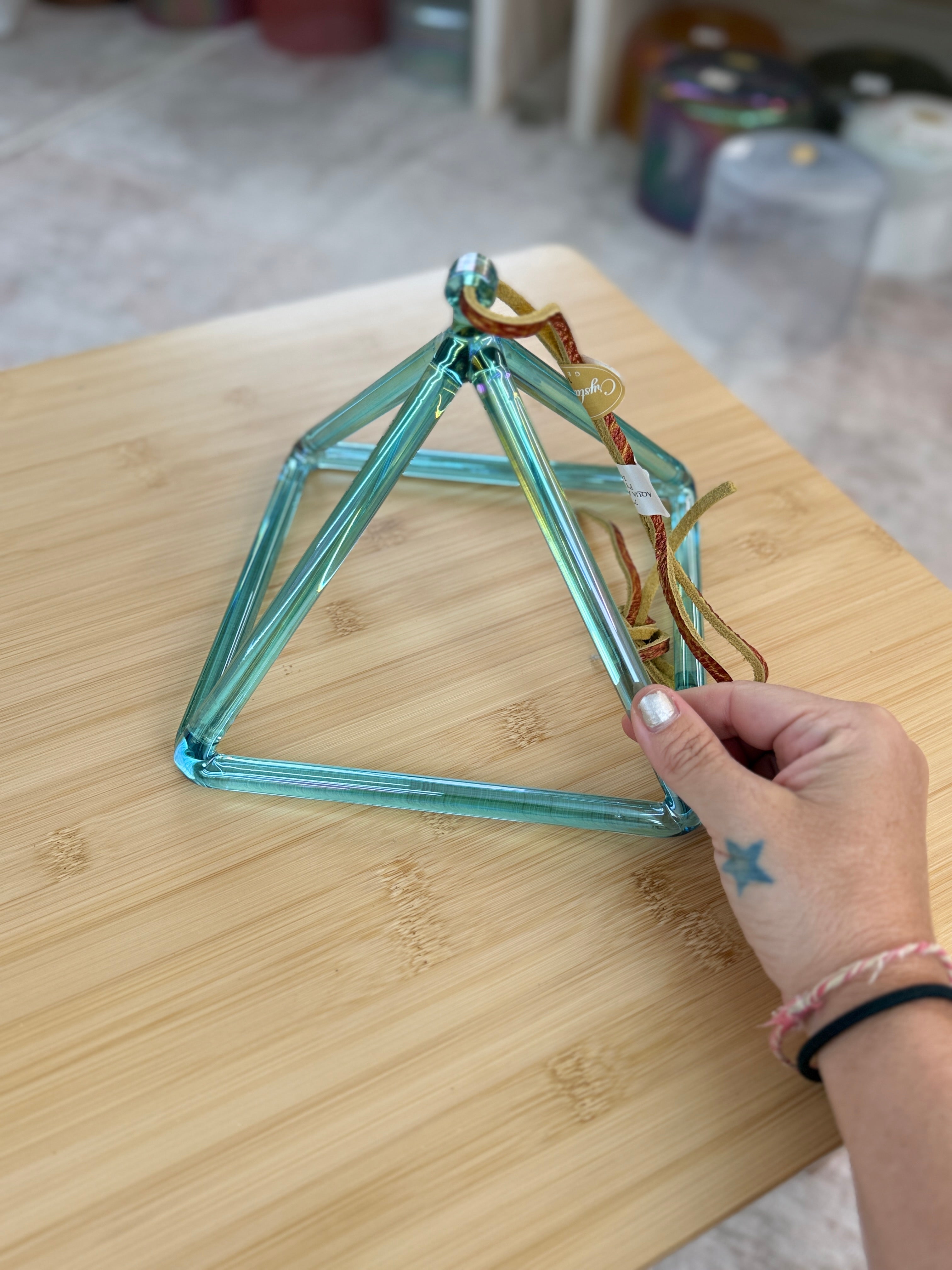 7" A#+20 Aqua Aura Gold 160245 Crystal Tones® Alchemy Singing Pyramid