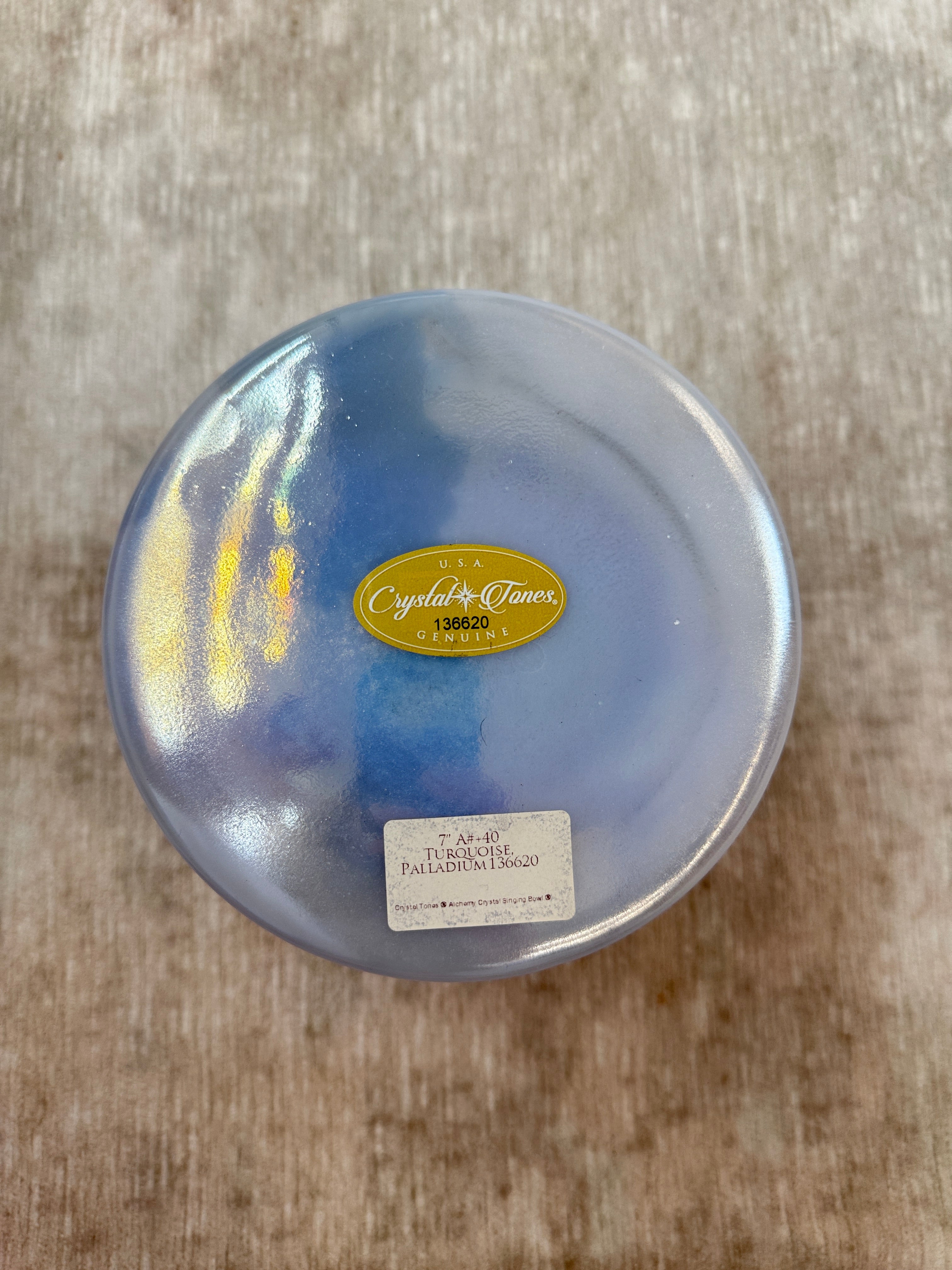 7" A#+40 Turquoise, Palladium 136620 Crystal Tones® Alchemy Singing Bowl