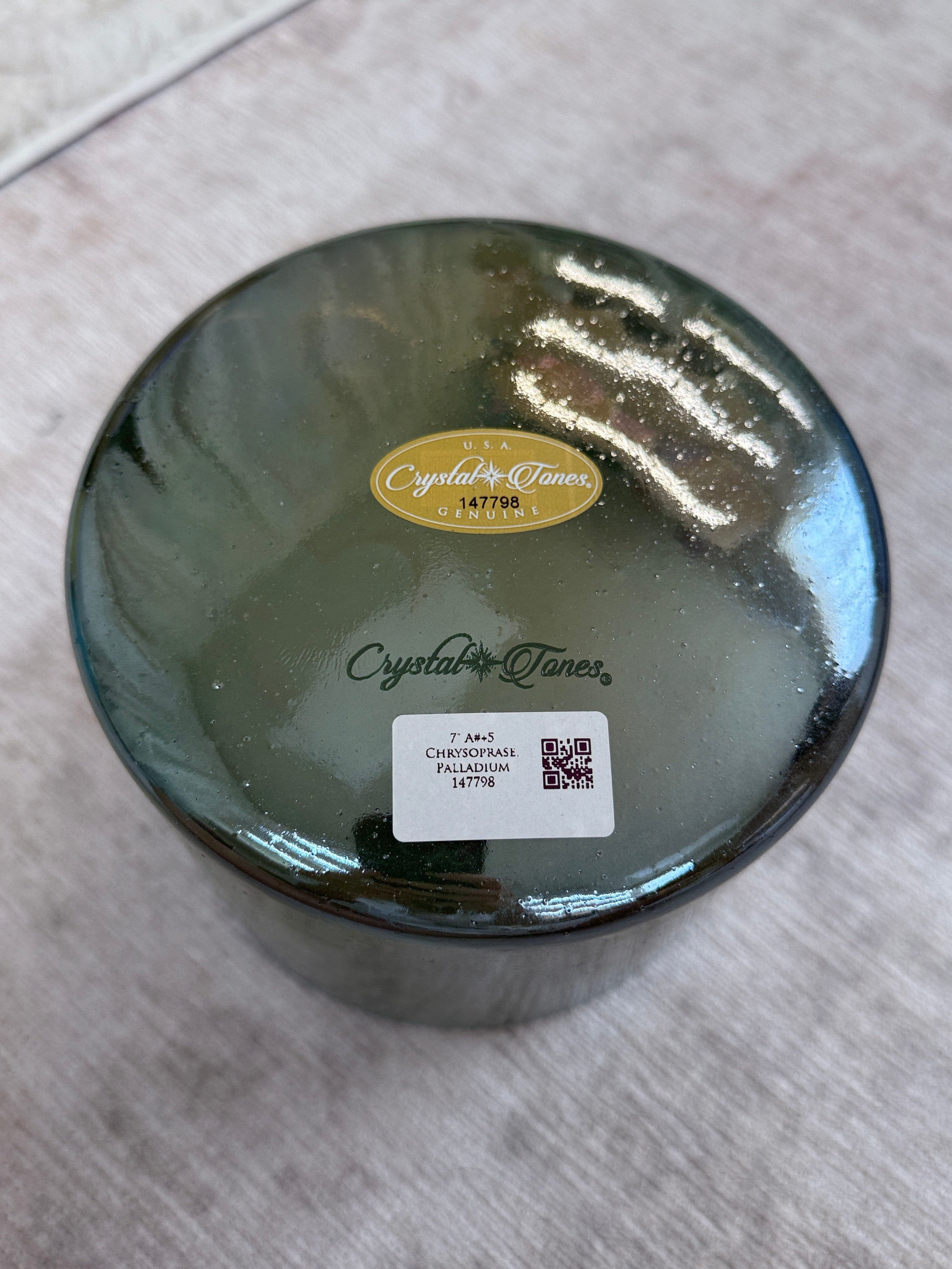 7" A#+5 Chrysoprase, Palladium 147798 Crystal Tones® Alchemy Singing Bowl