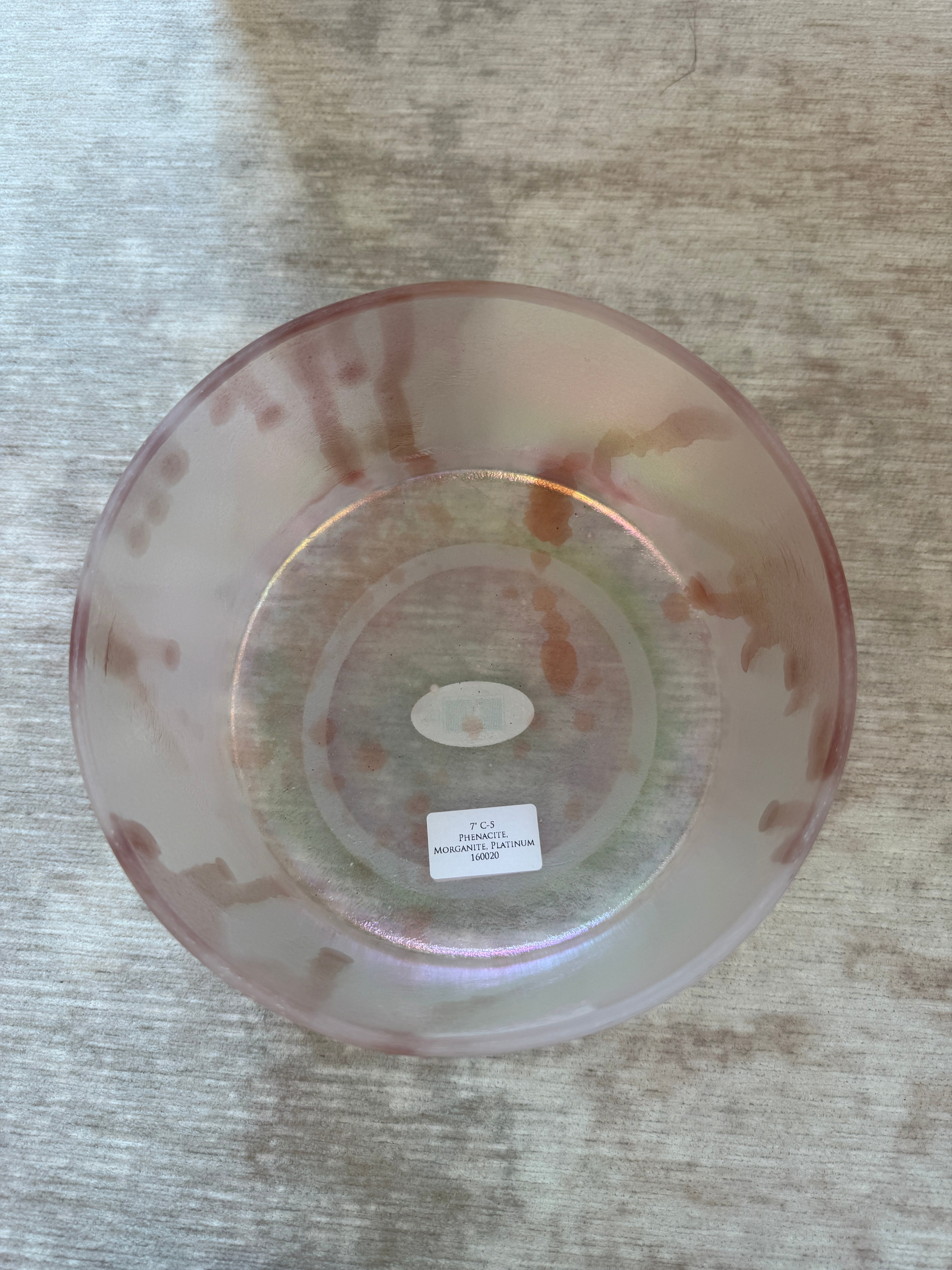 7" C-5 Phenacite, Morganite, Platinum 160020 Crystal Tones® Alchemy Singing Bowl