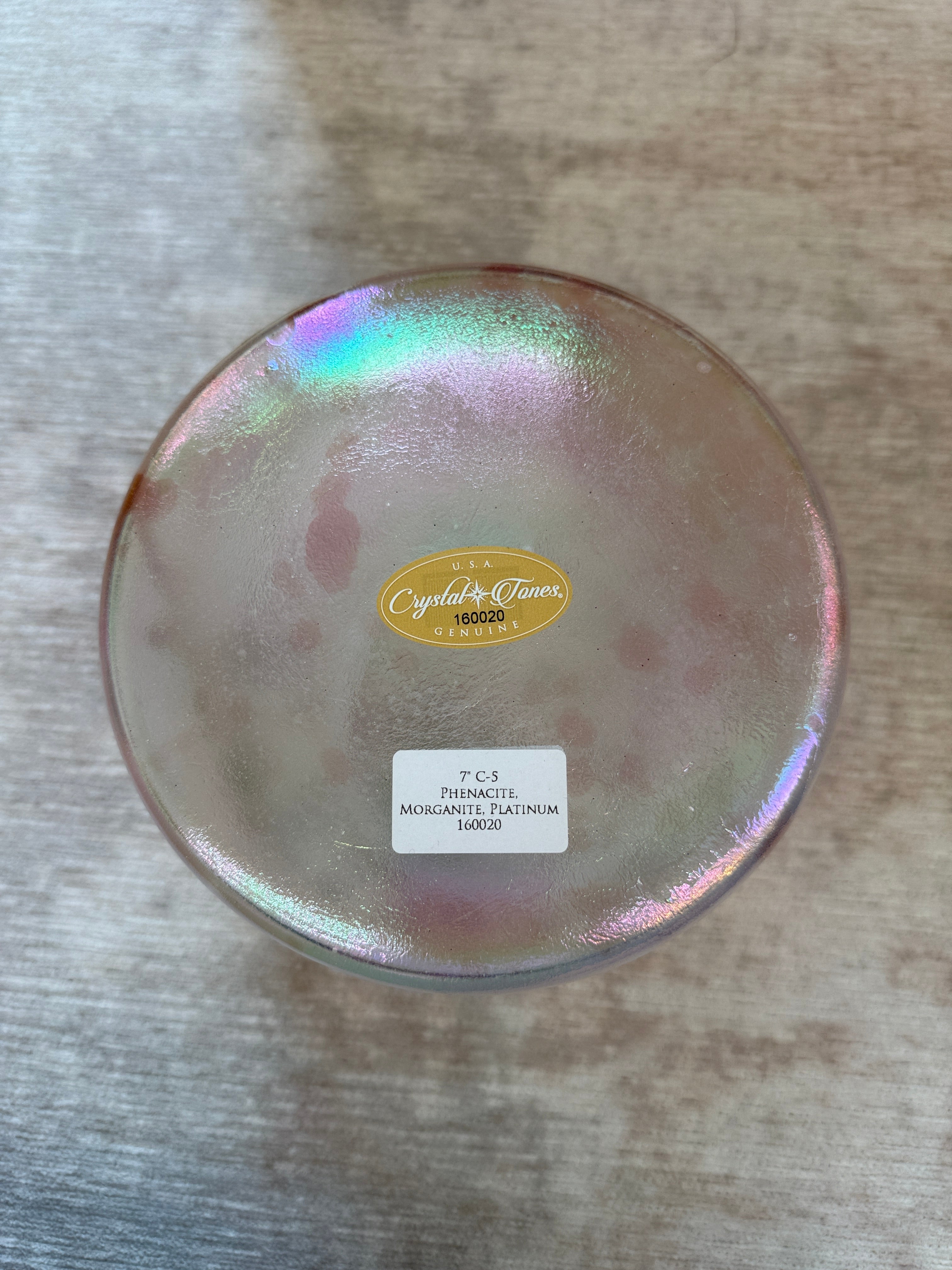 7" C-5 Phenacite, Morganite, Platinum 160020 Crystal Tones® Alchemy Singing Bowl