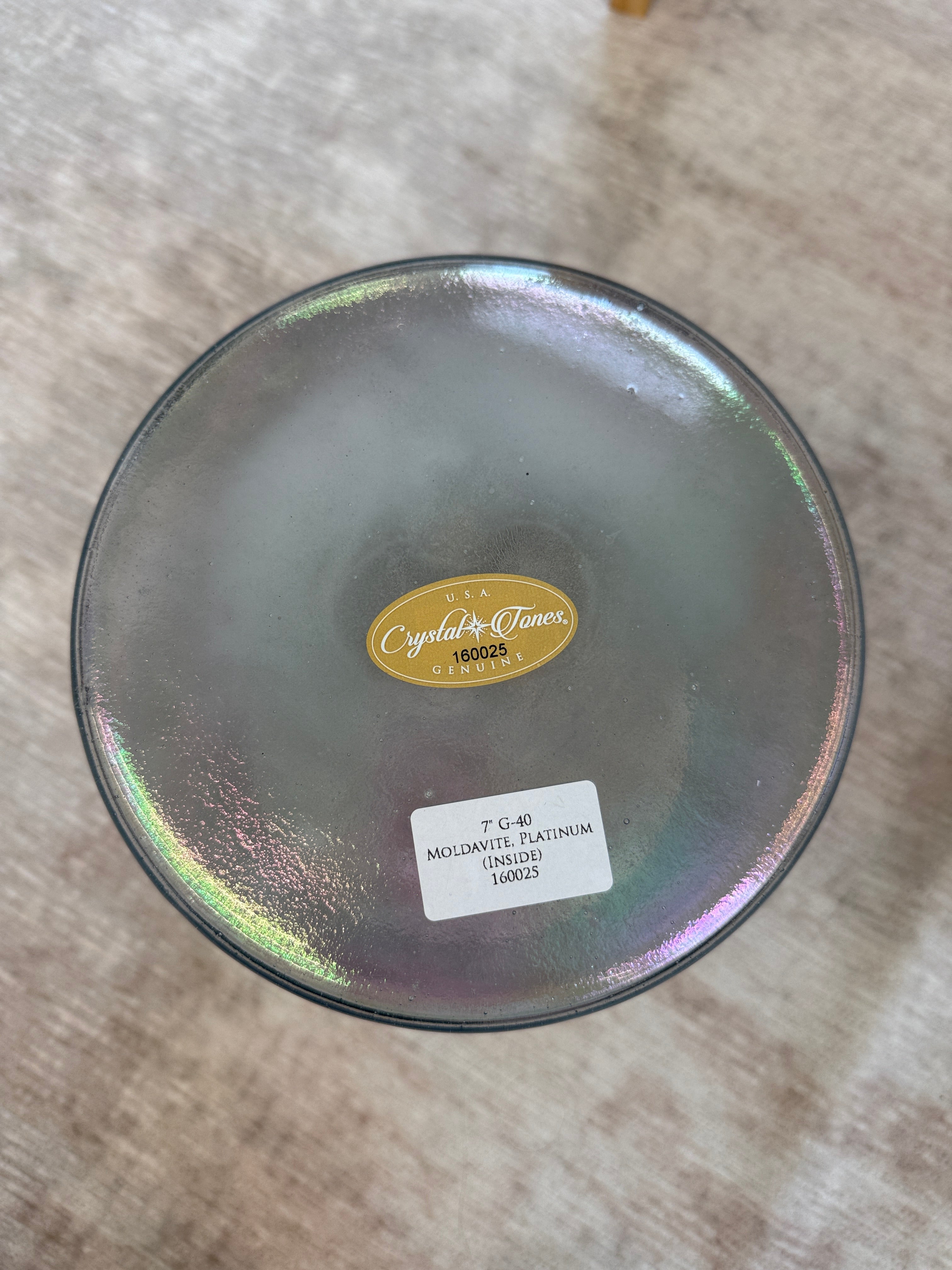 7" G-40 Moldavite, Platinum (Inside) 160025 Crystal Tones® Alchemy Crystal Bowl