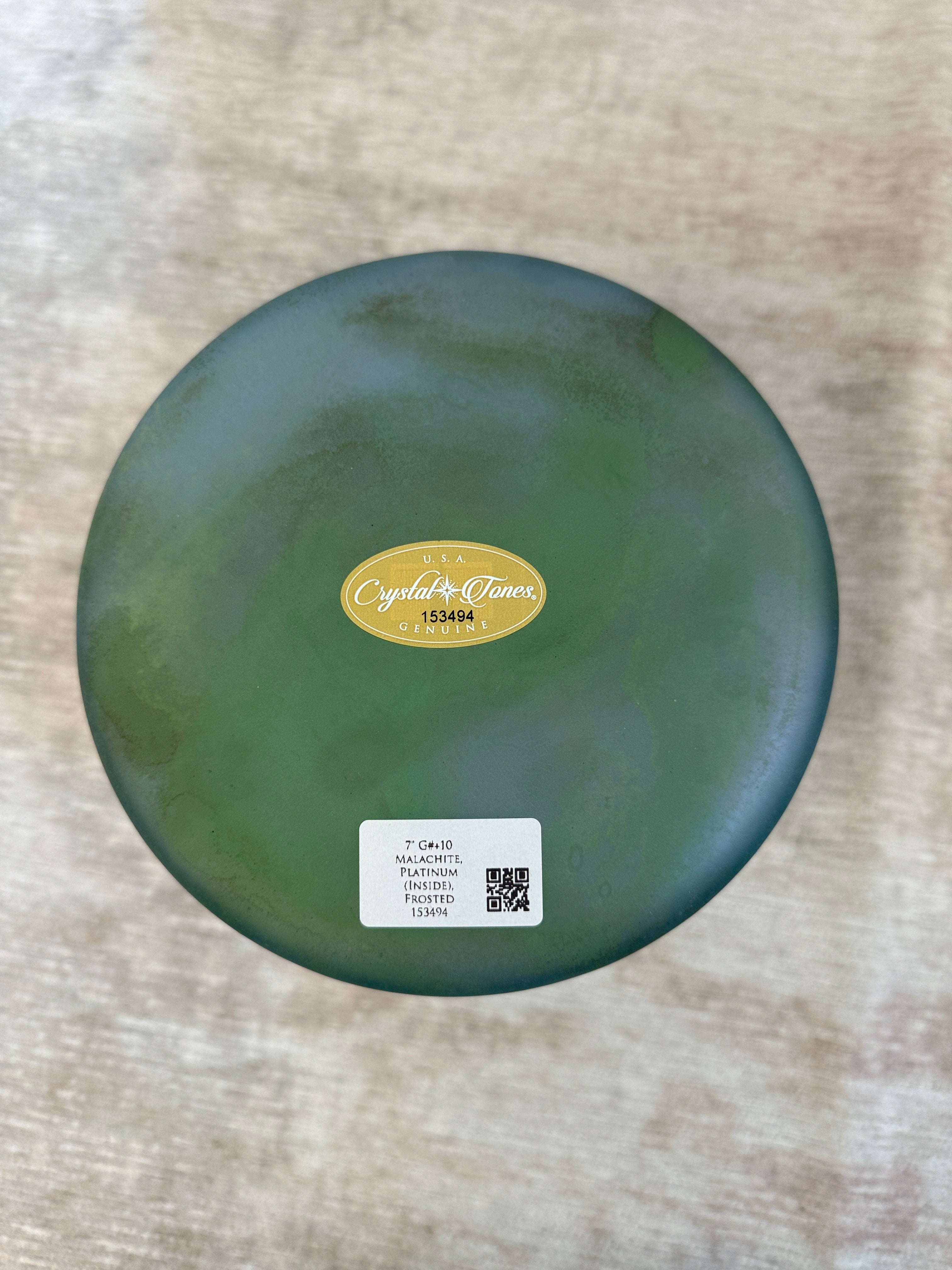 7" G#+10 Malachite, Platinum (Inside), Frosted 153494 Crystal Tones® Alchemy Singing Bowl