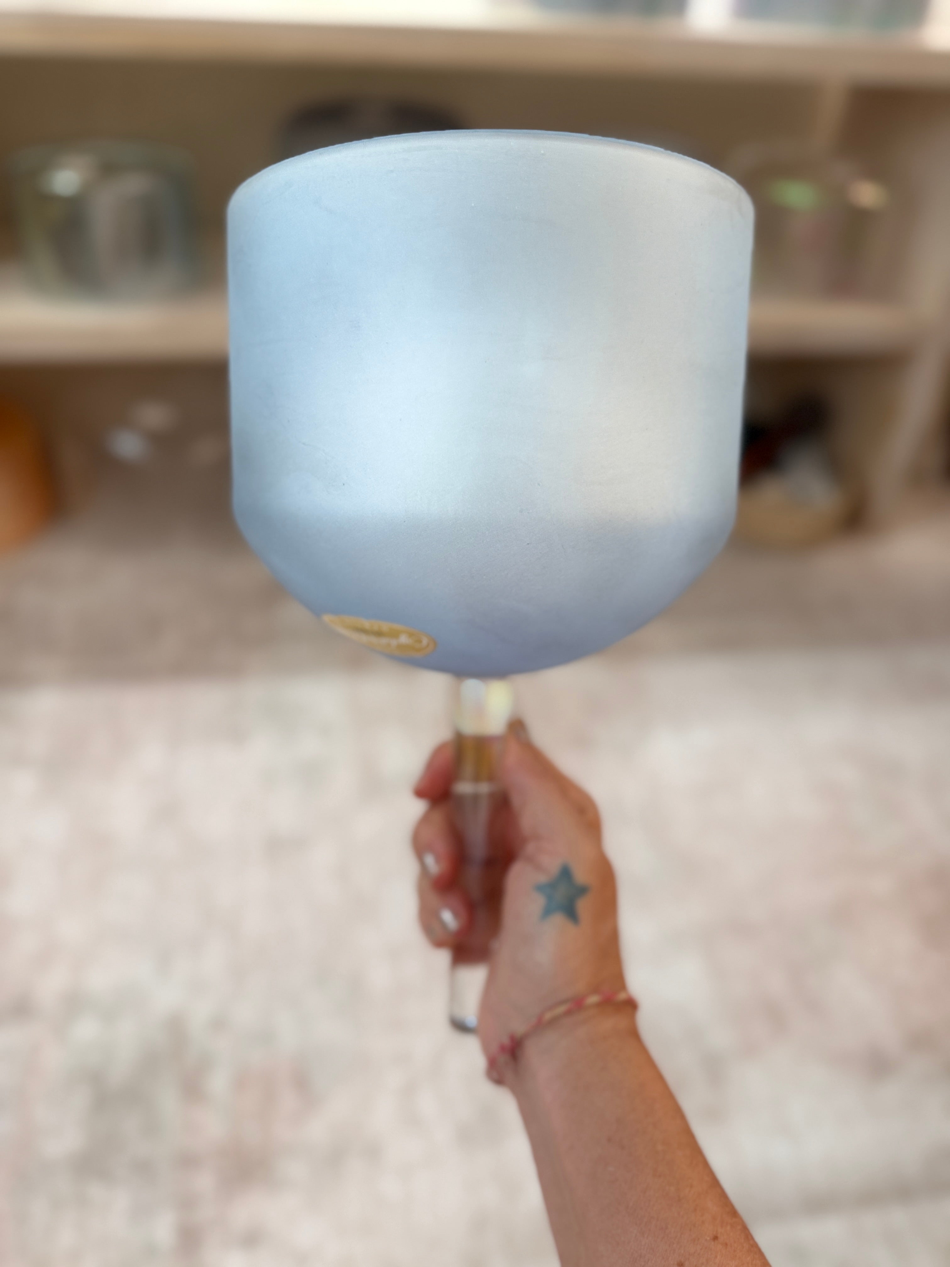 7" G+40 Indigo, Palladium (Inside) Practitioner, Frosted Bowl 117632 Crystal Tones® Alchemy Crystal Bowl