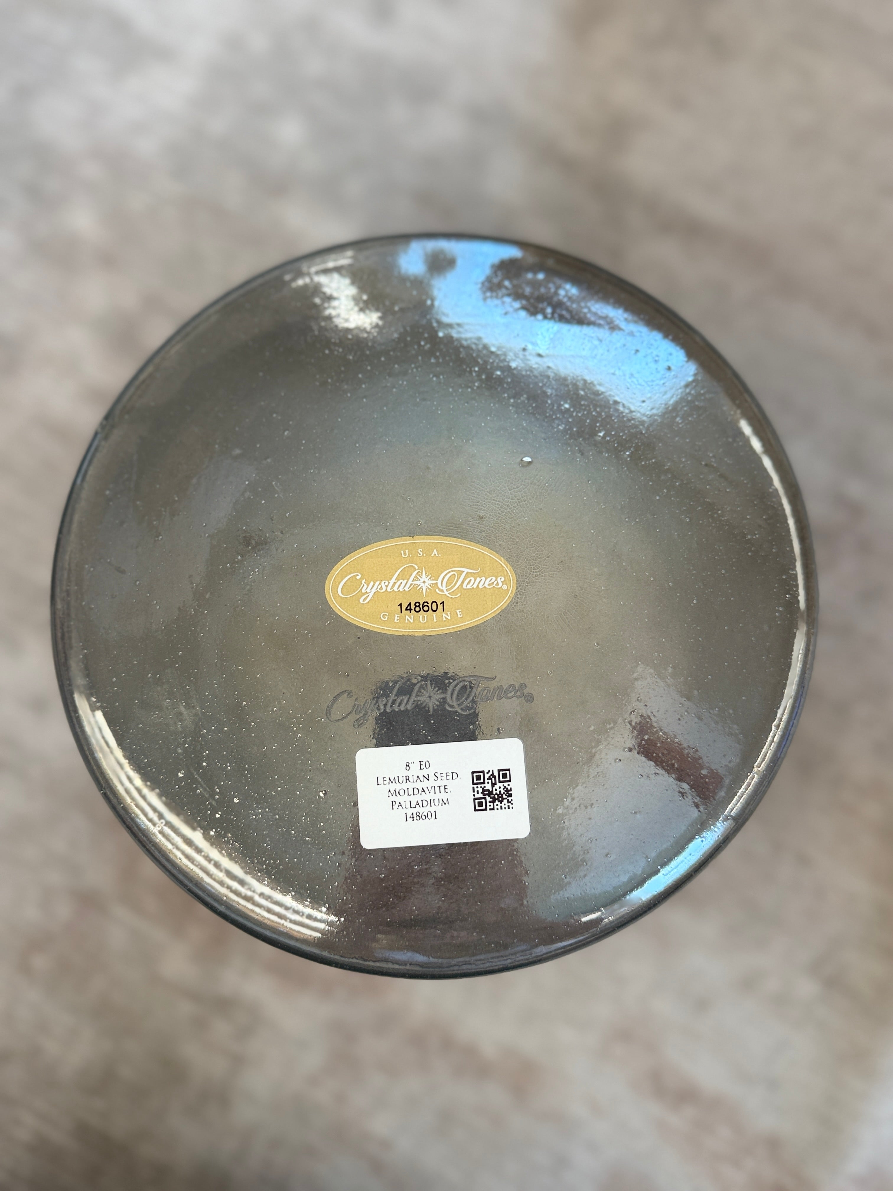 8" A-10 Lemurian Seed, Moldavite 148543 Crystal Tones® Alchemy Singing Bowl