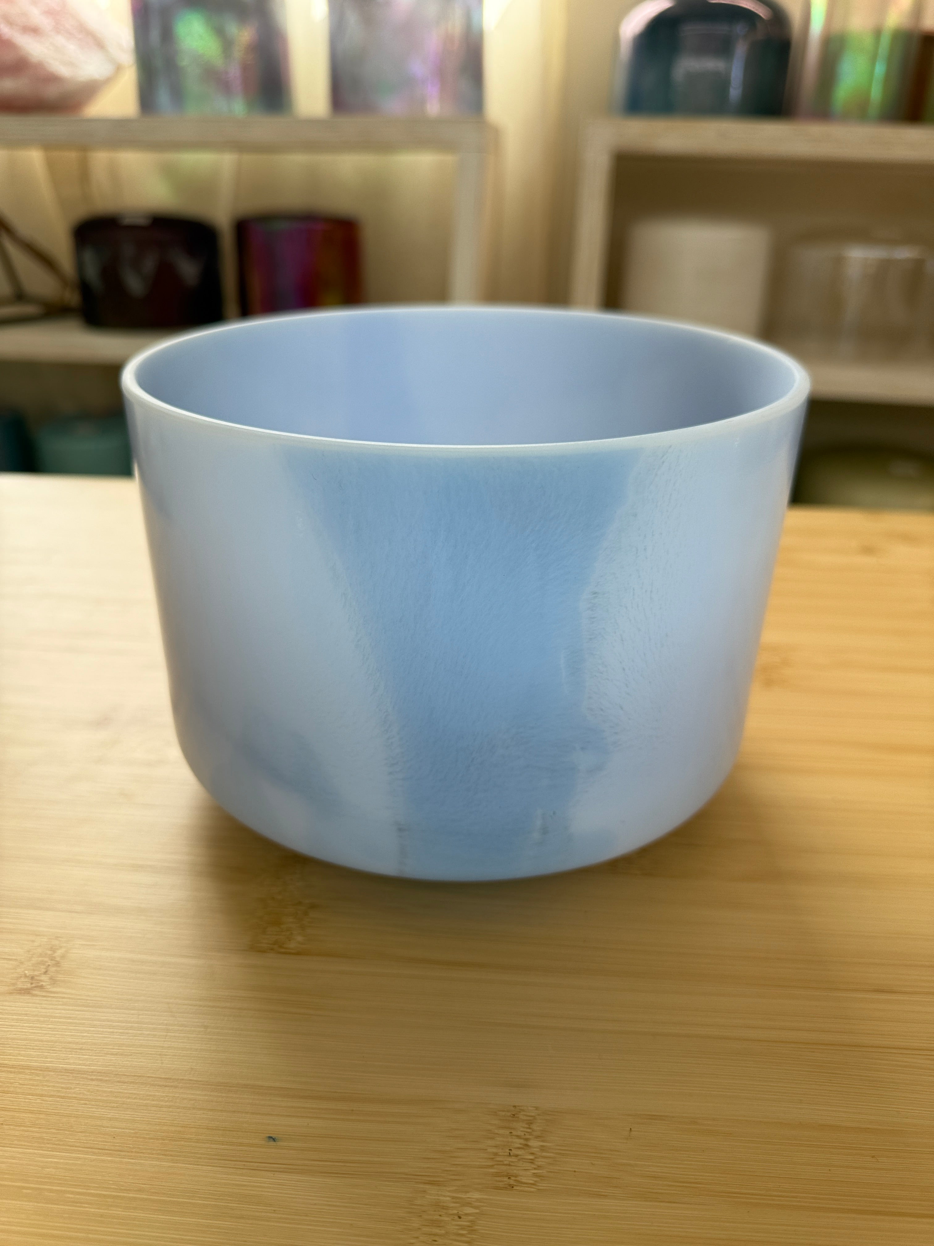 8" A+25 Turquoise Frosted Rim Inside 144463 Crystal Tones® Alchemy Crystal Bowl
