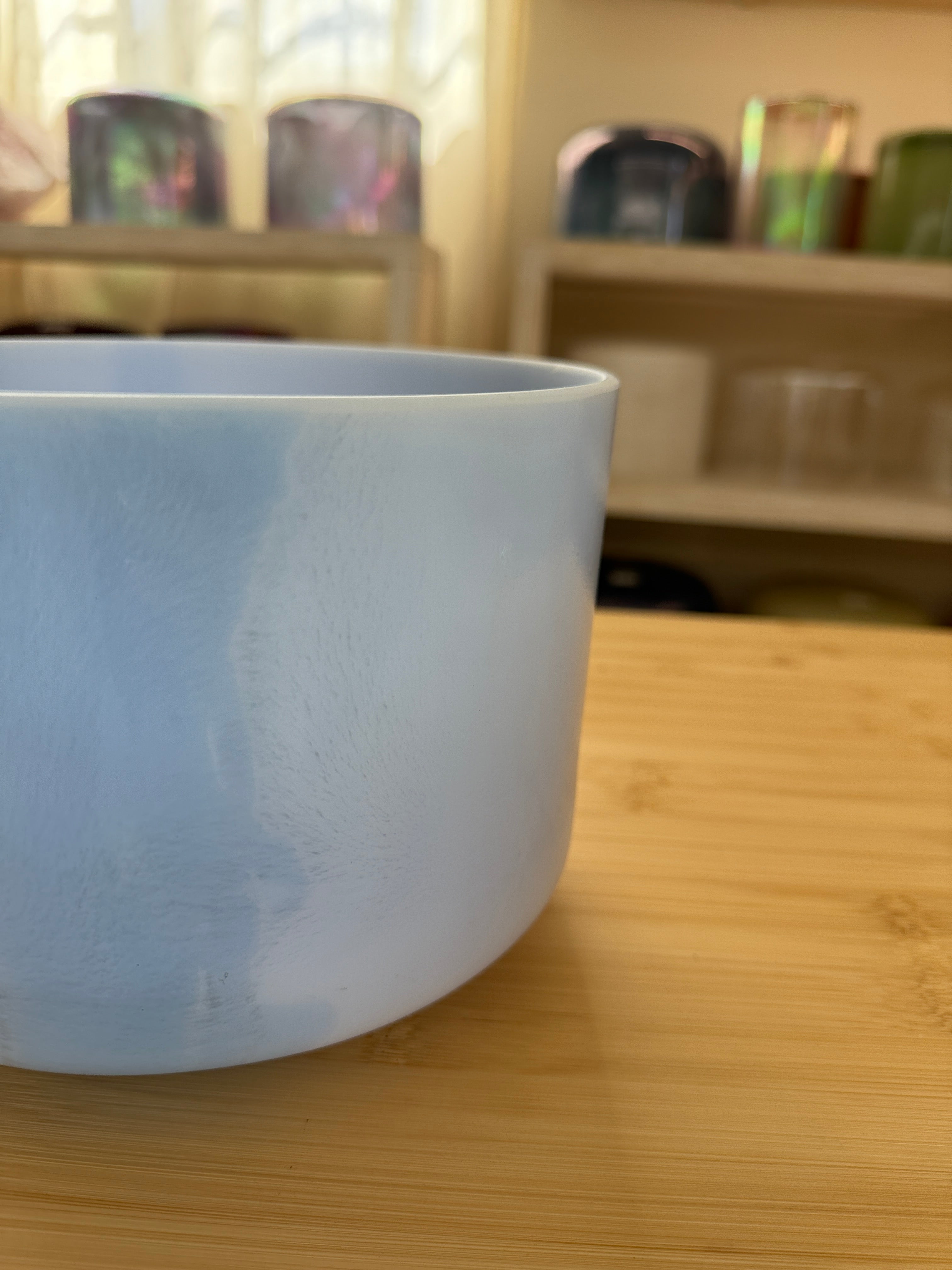 8" A+25 Turquoise Frosted Rim Inside 144463 Crystal Tones® Alchemy Crystal Bowl