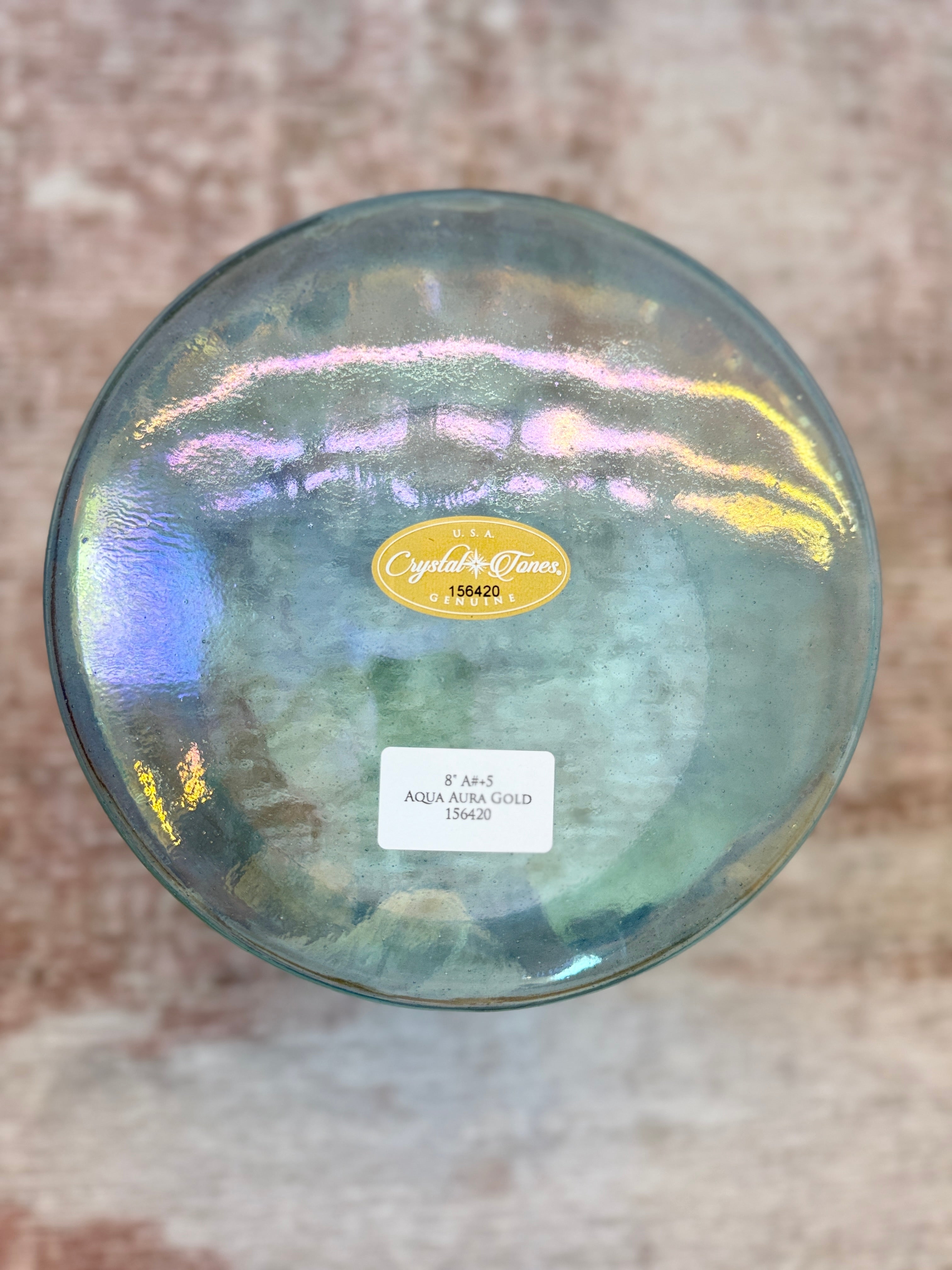 8" A#+5 Aqua Aura Gold 156420 Crystal Tones® Alchemy Crystal Bowl