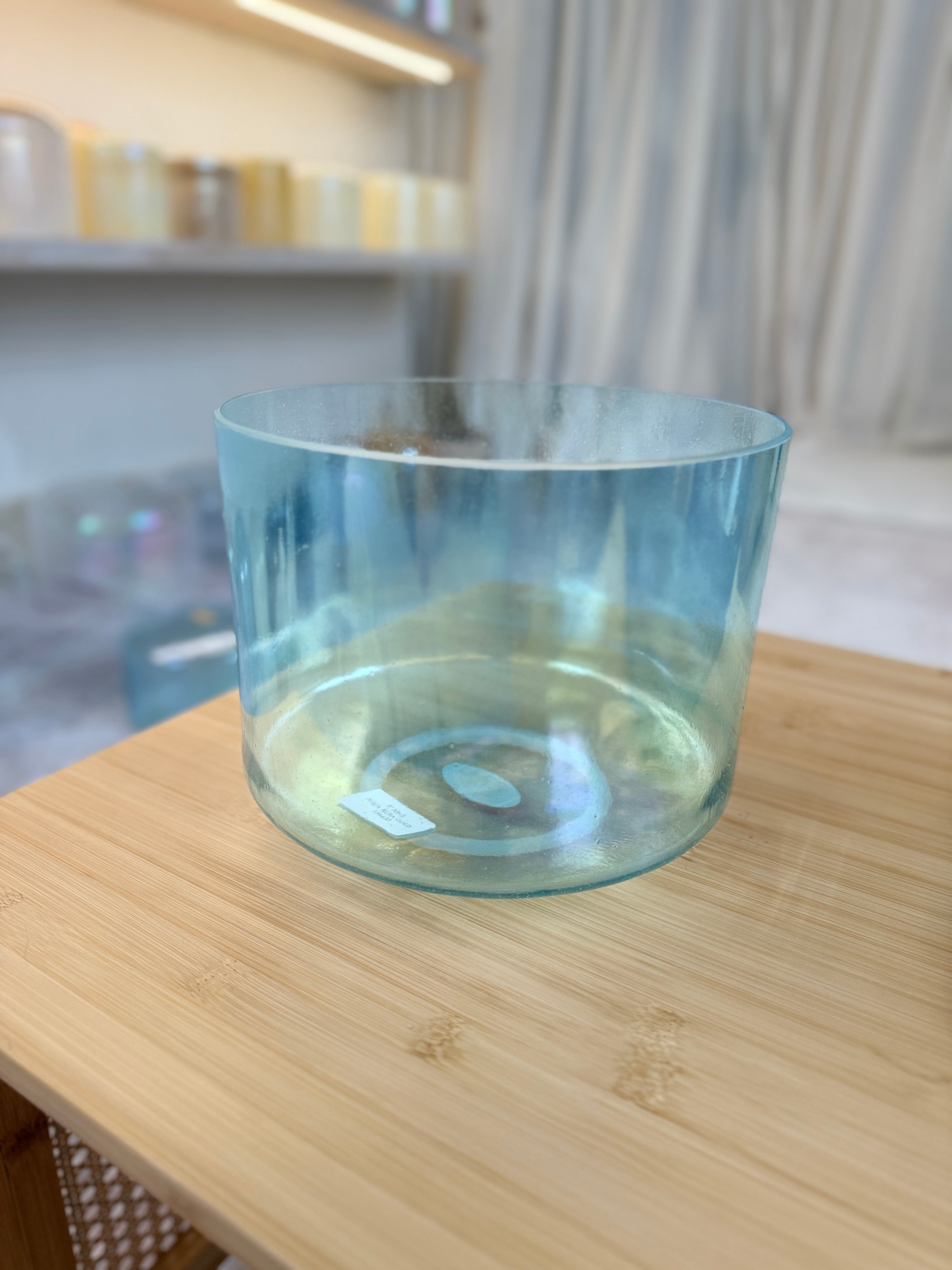 8" A#+5 Aqua Aura Gold 156420 Crystal Tones® Alchemy Crystal Bowl