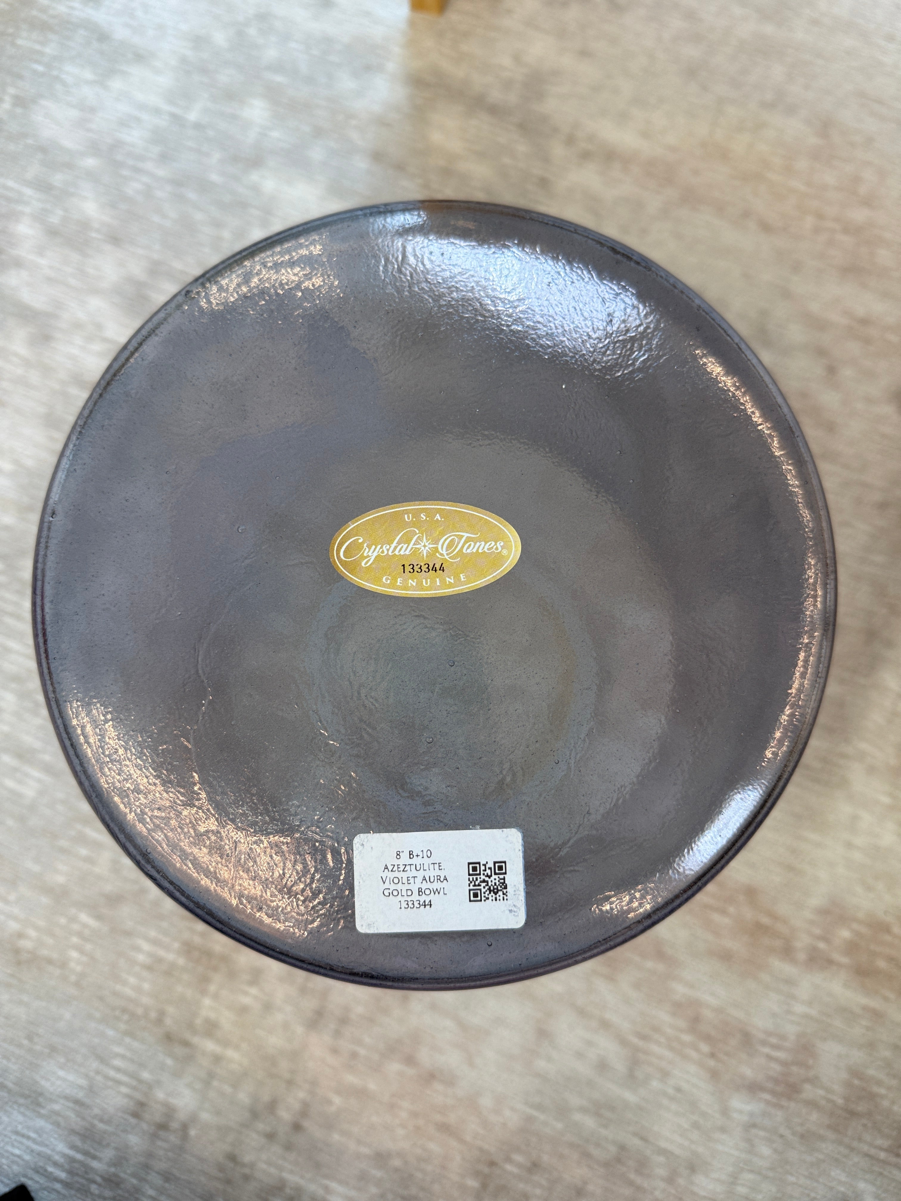 8" B+10 Azeztulite, Violet Aura Gold Bowl 133344 Crystal Tones® Alchemy Singing Bowl