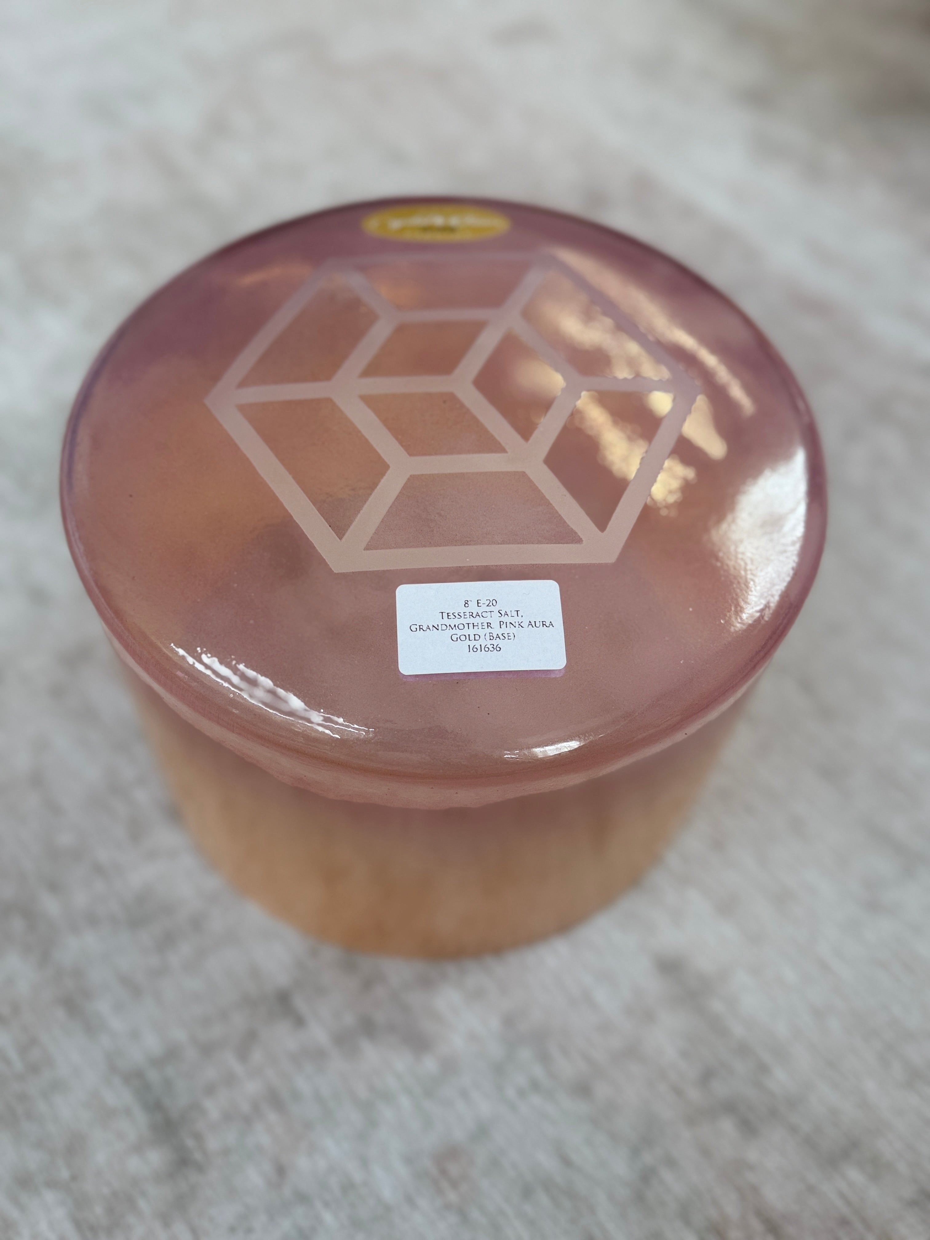 8" E-20 Tesseract Salt, Grandmother, Pink Aura Gold 161636 Crystal Tones® Alchemy Singing Bowl