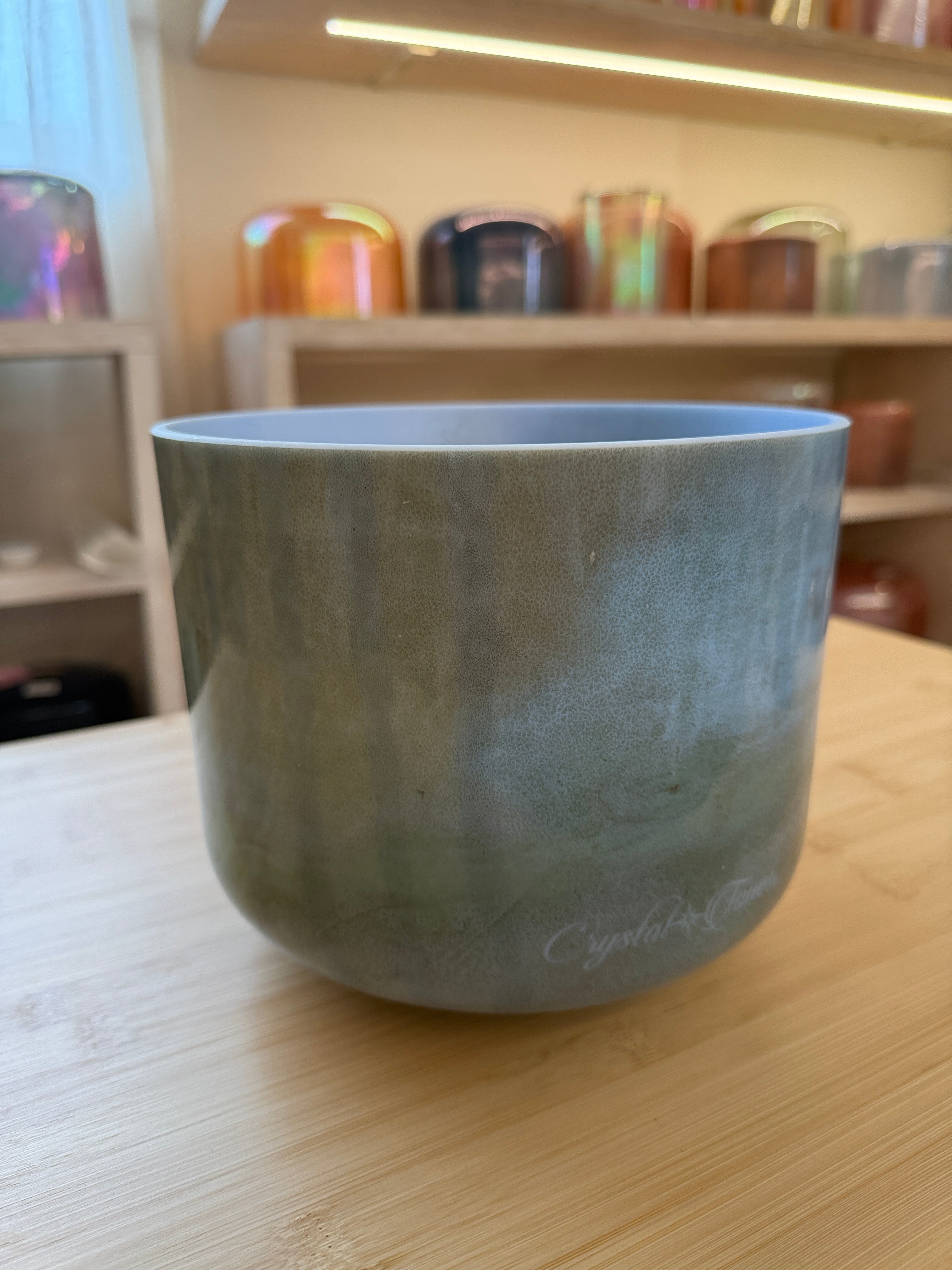 8" E-5 Mt. Shasta Serpentine, Frosted Inside 136733 Crystal Tones® Alchemy Singing Bowl