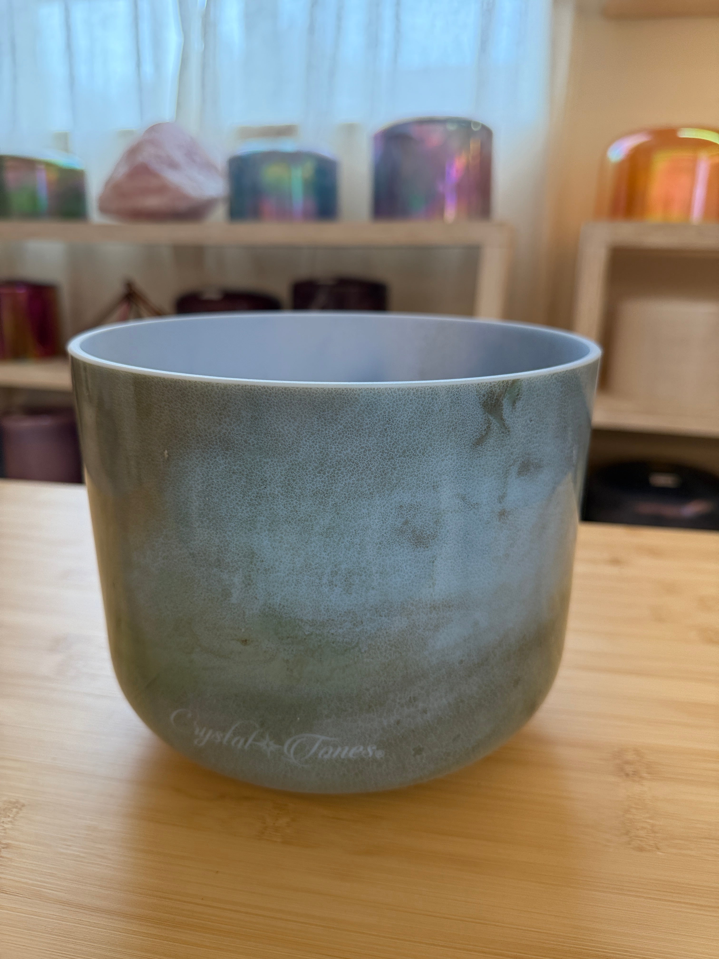 8" E-5 Mt. Shasta Serpentine, Frosted Inside 136733 Crystal Tones® Alchemy Singing Bowl