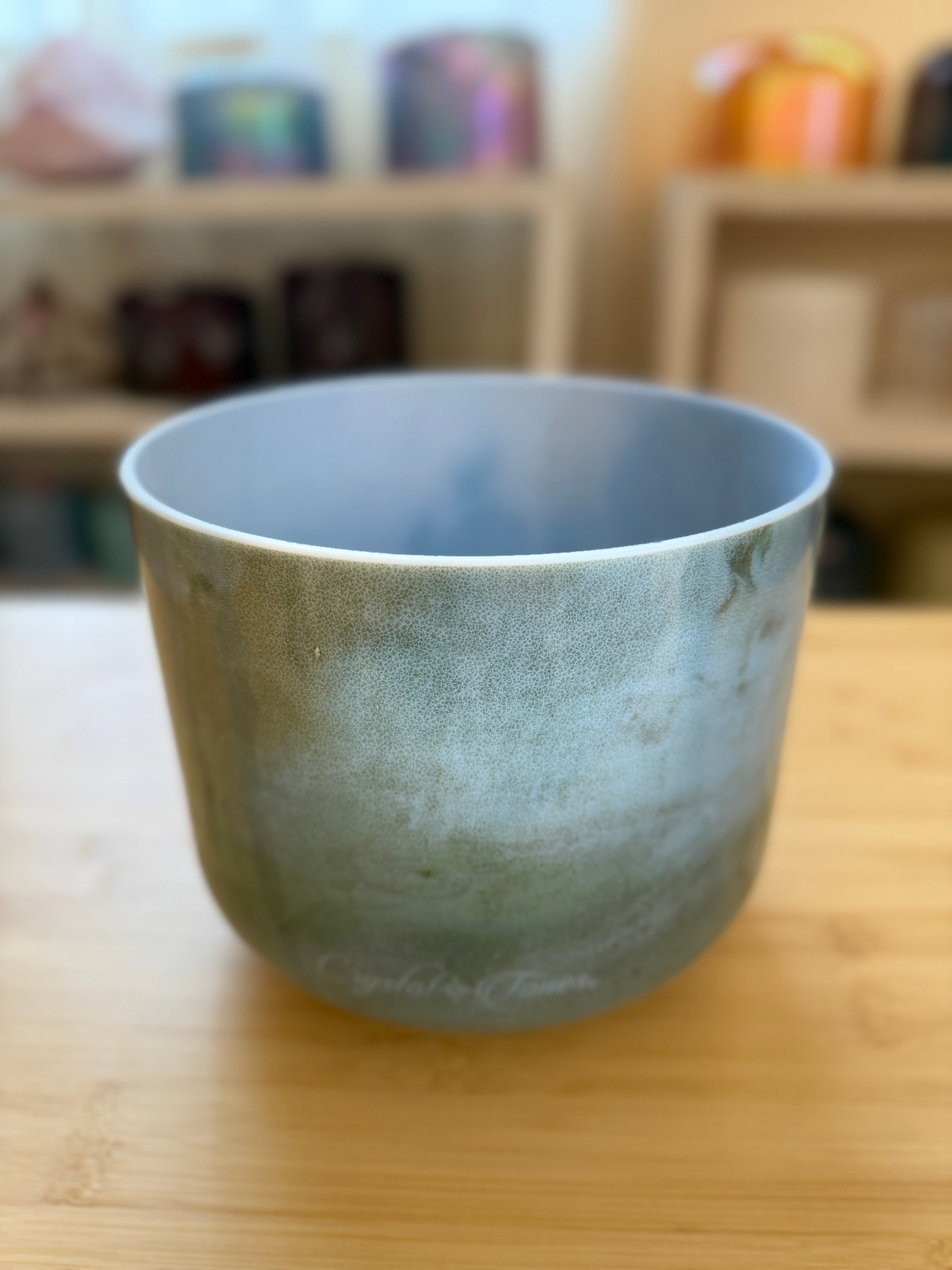 8" E-5 Mt. Shasta Serpentine, Frosted Inside 136733 Crystal Tones® Alchemy Singing Bowl