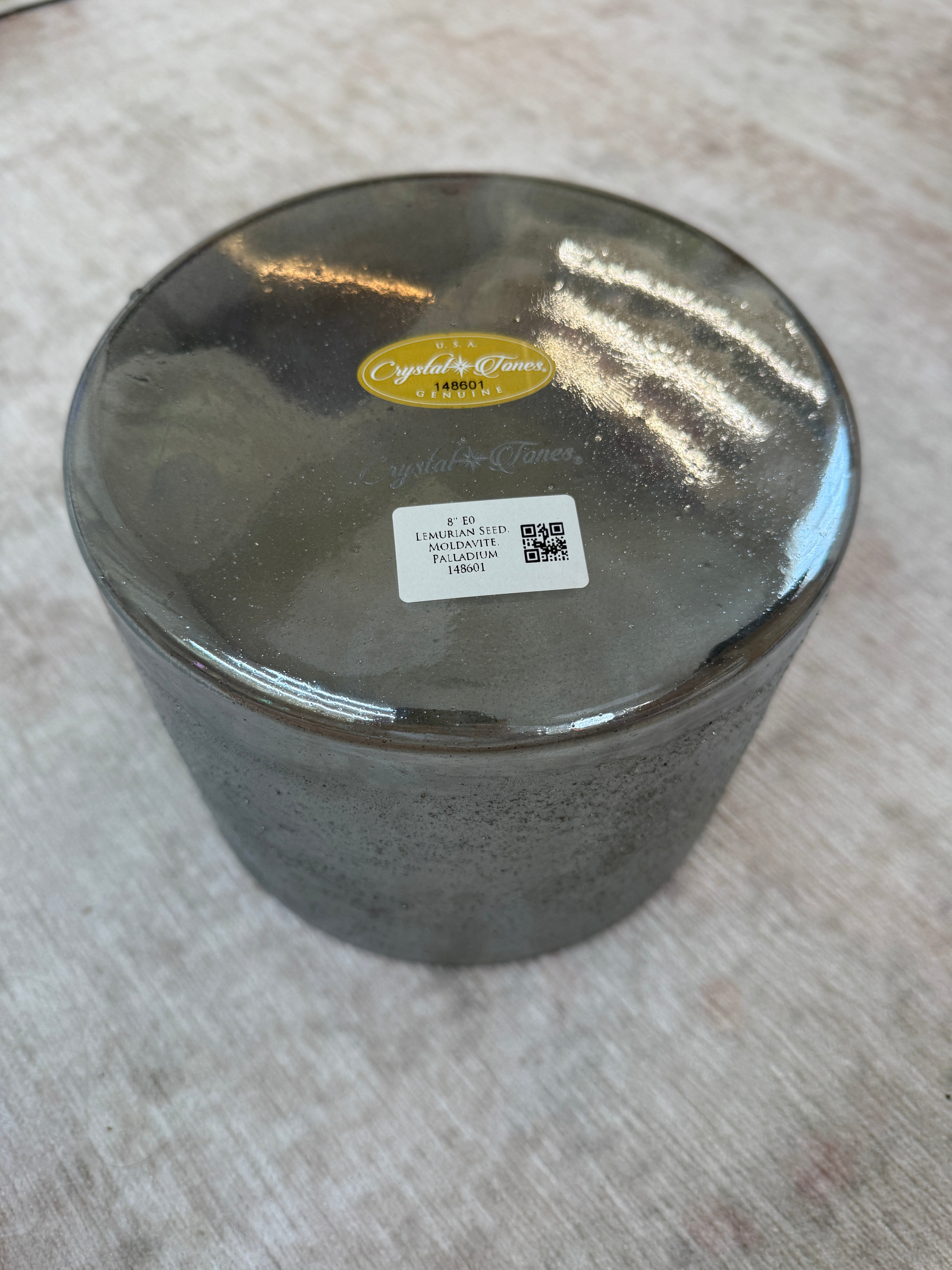 8" E0 Lemurian Seed, Moldavite, Palladium 148601 Crystal Tones® Alchemy Singing Bowl