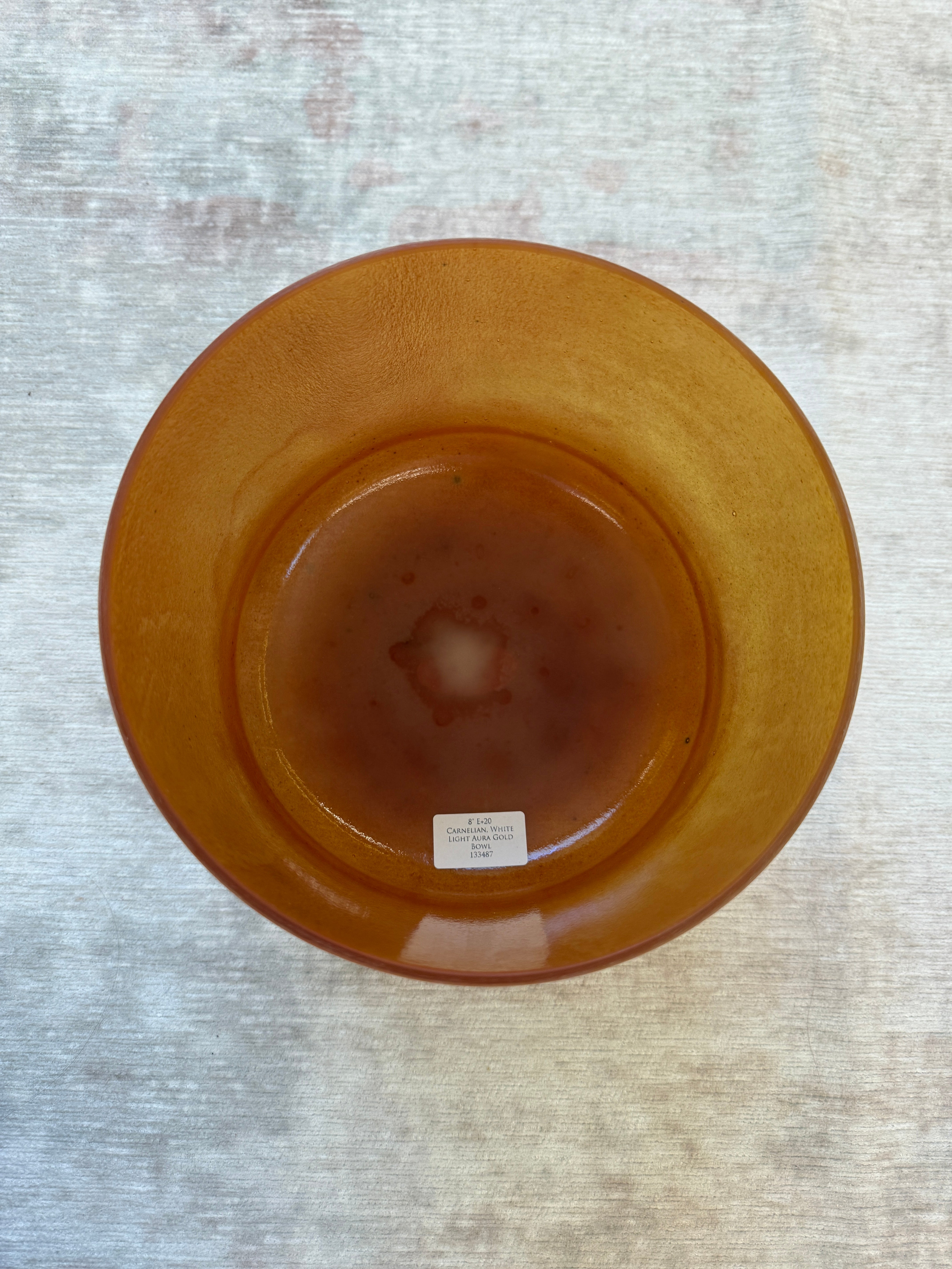 8" E+20 Carnelian, White Light Aura Gold 133487 Crystal Tones® Alchemy Crystal Bowl