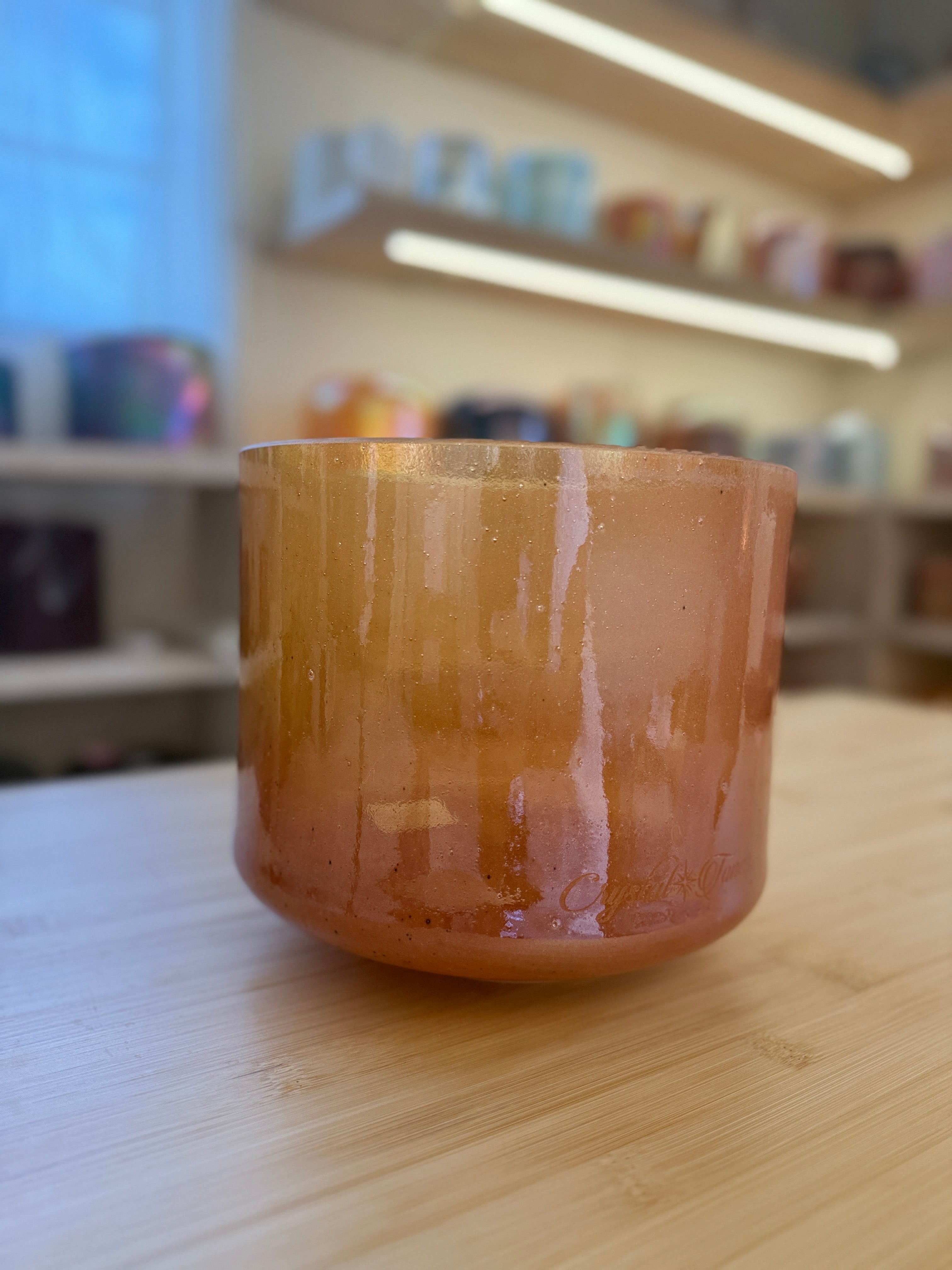 8" E+20 Carnelian, White Light Aura Gold 133487 Crystal Tones® Alchemy Crystal Bowl