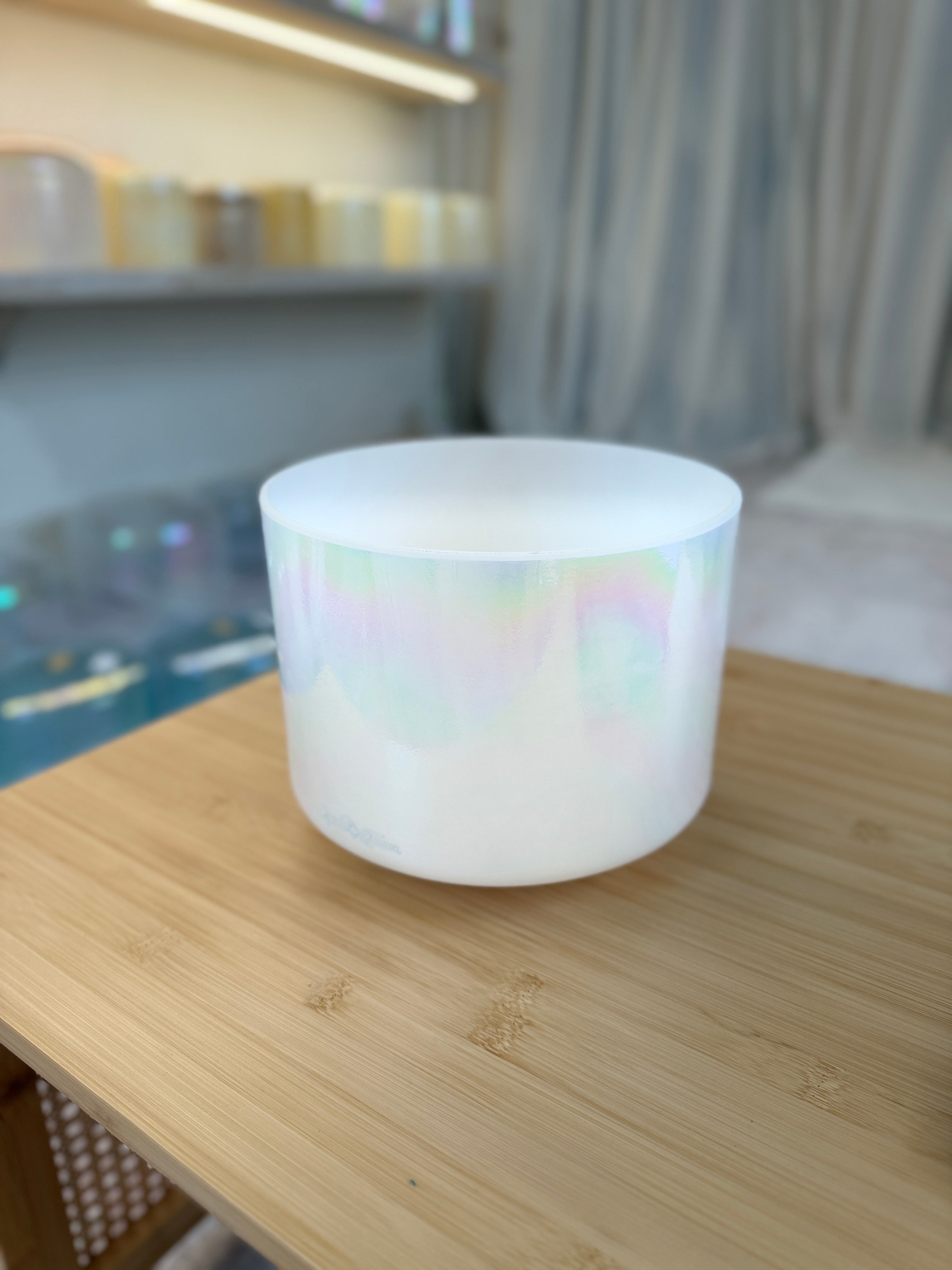 8" F#0 Mother of Platinum, Frosted Inside 157289 Crystal Tones® Alchemy Singing Bowl