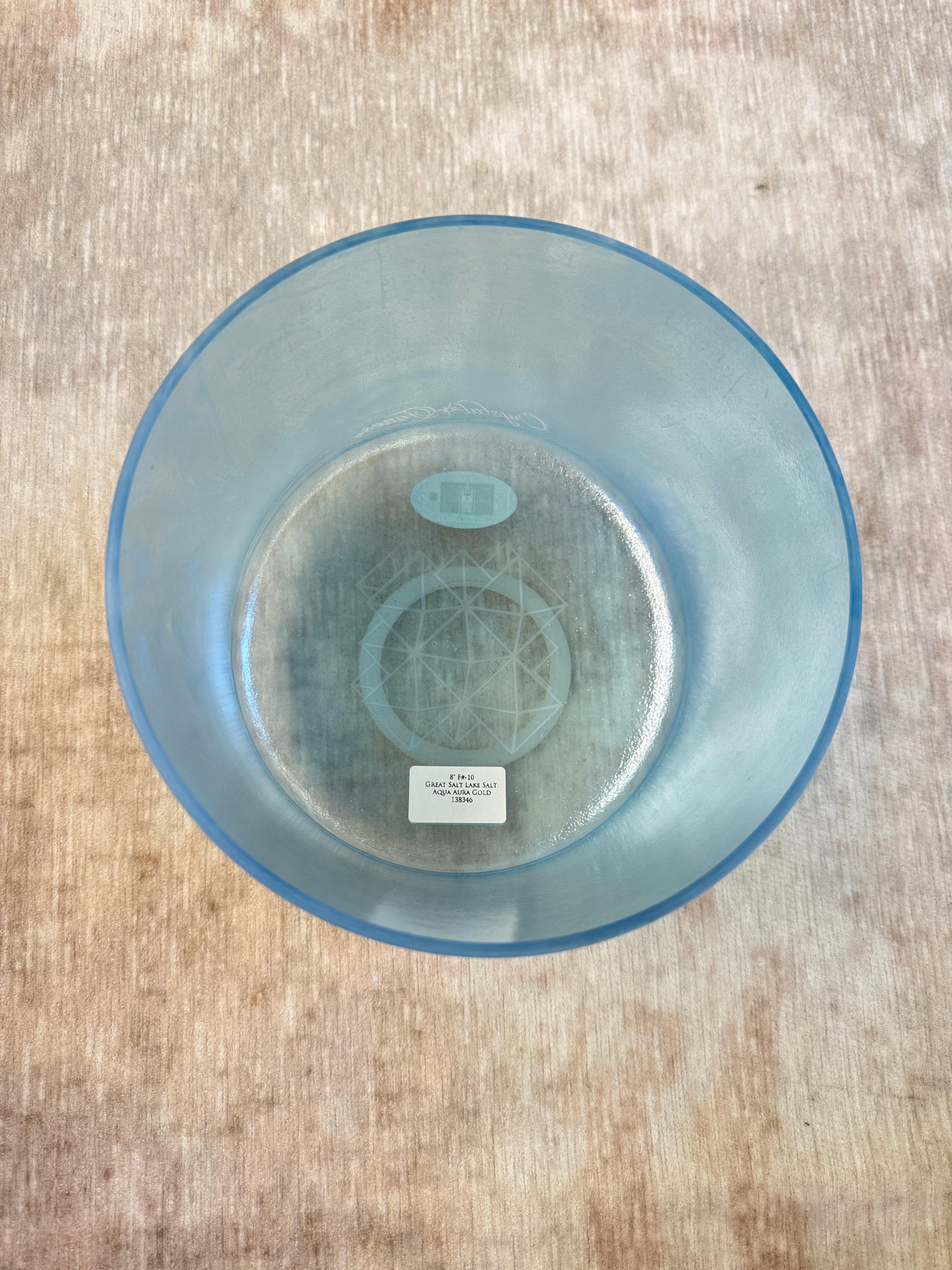 8" F#-10 Great Salt Lake Salt, Aqua Aura Gold 138346 Crystal Tones® Alchemy Singing Bowl