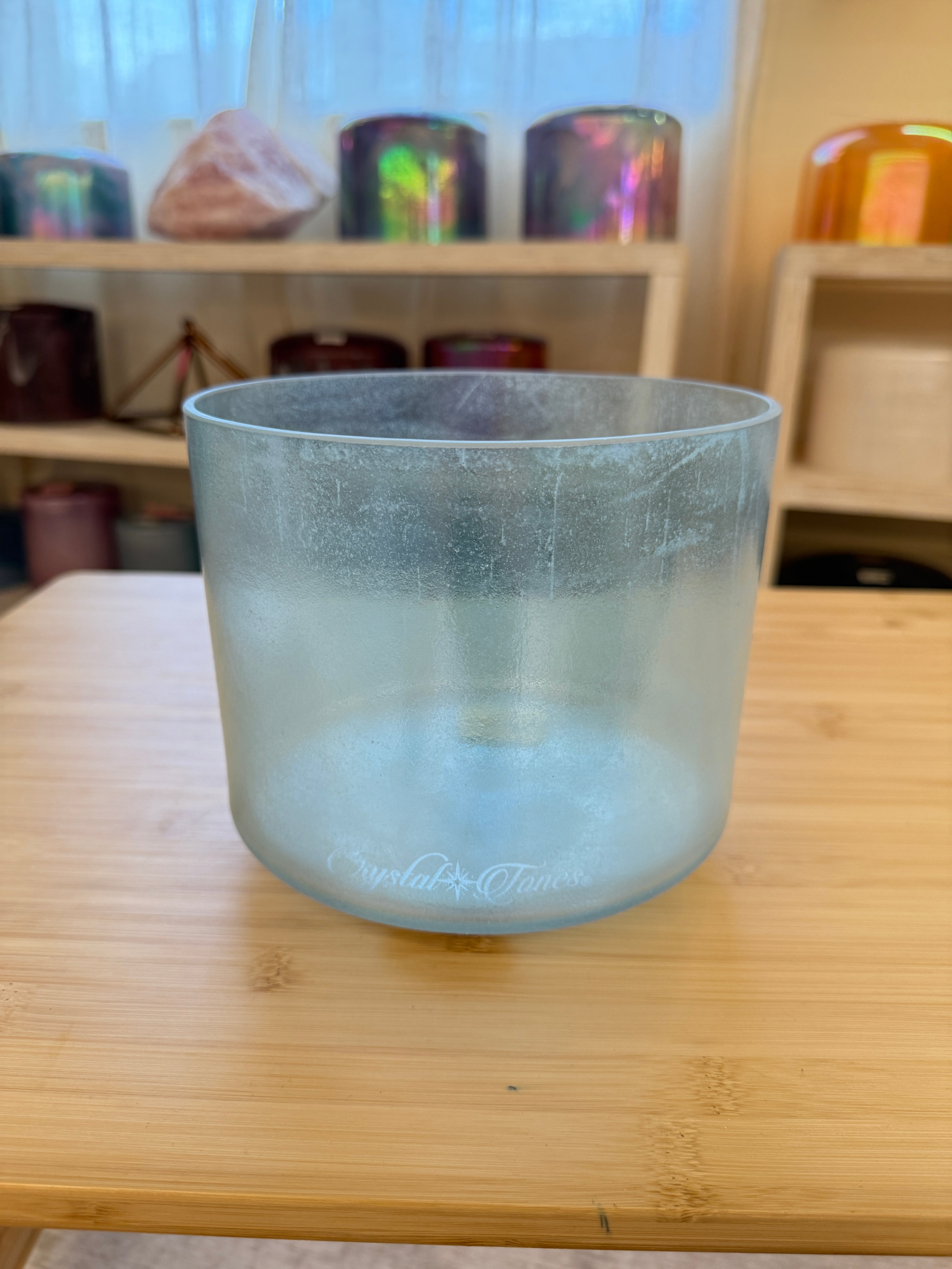 8" F#-10 Great Salt Lake Salt, Aqua Aura Gold 138346 Crystal Tones® Alchemy Singing Bowl