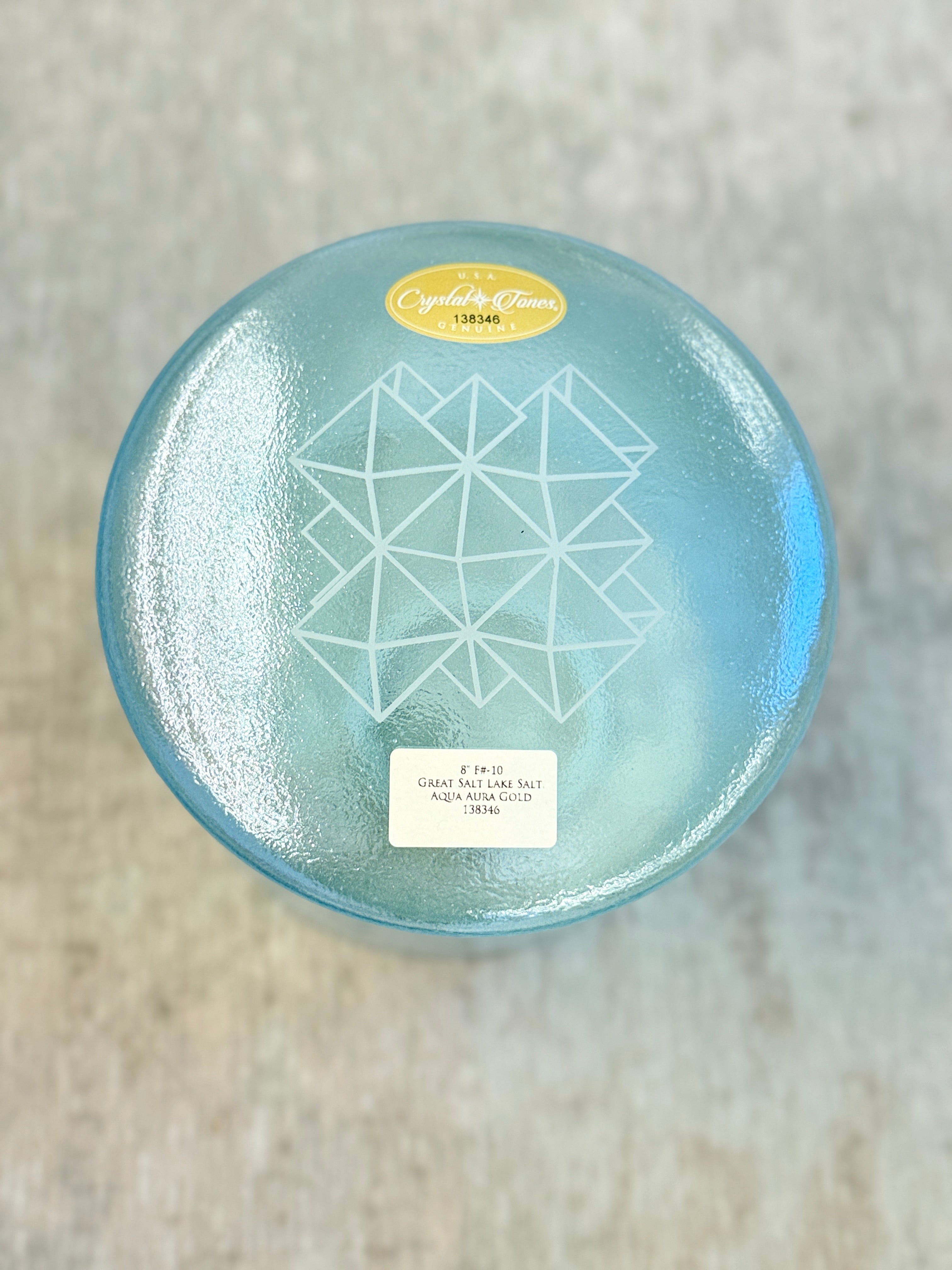 8" F#-10 Great Salt Lake Salt, Aqua Aura Gold 138346 Crystal Tones® Alchemy Singing Bowl