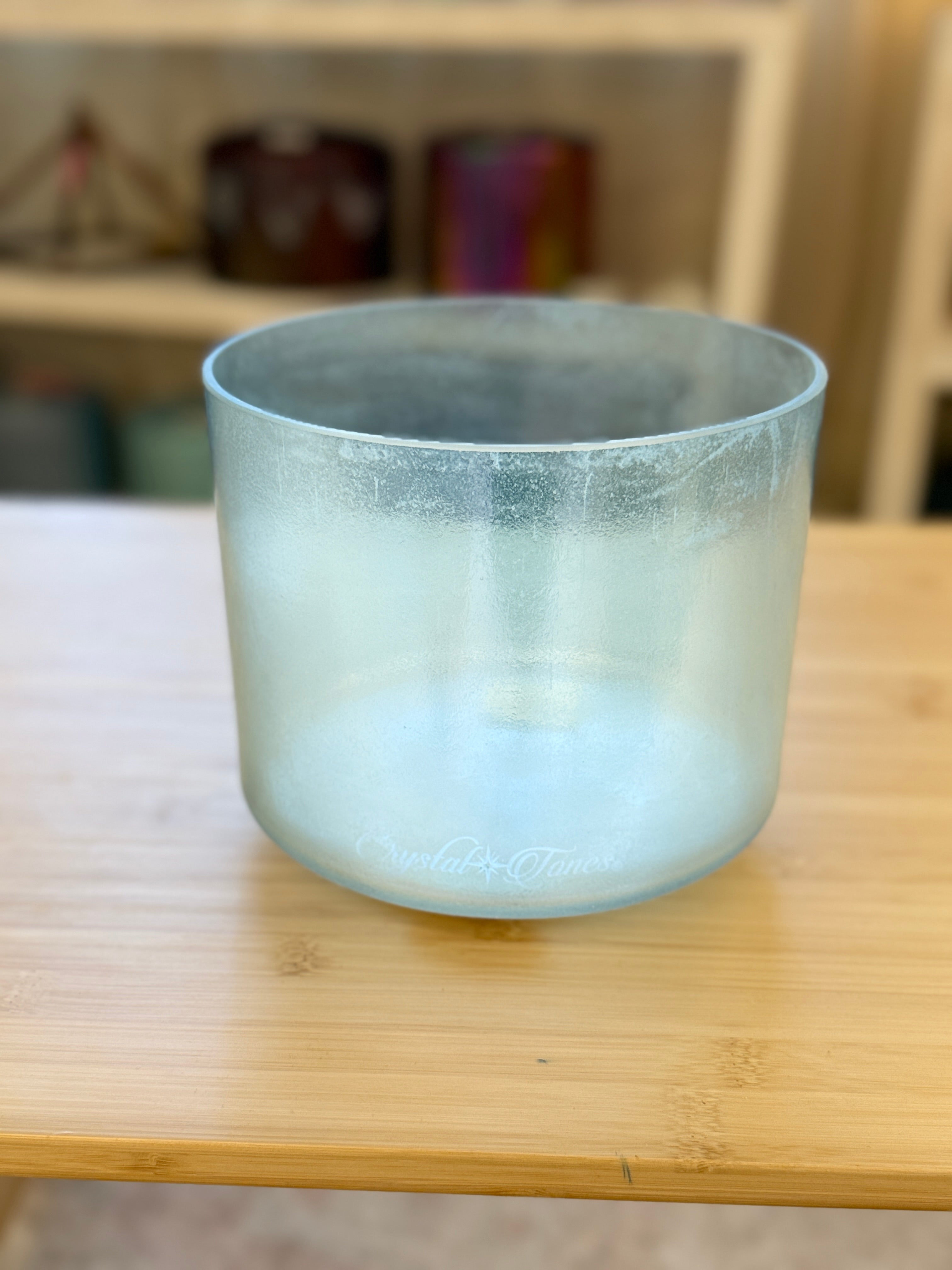 8" F#-10 Great Salt Lake Salt, Aqua Aura Gold 138346 Crystal Tones® Alchemy Singing Bowl