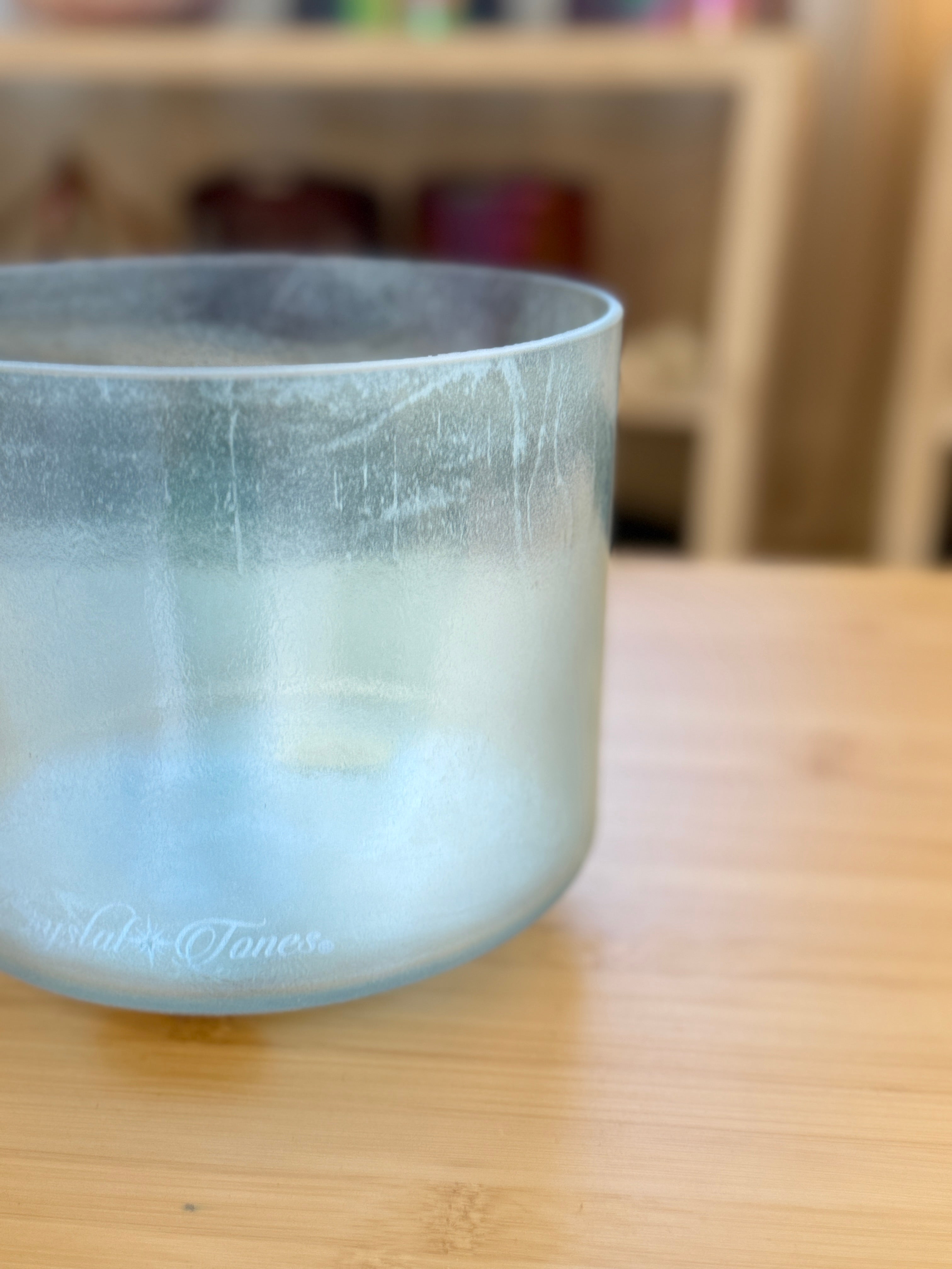 8" F#-10 Great Salt Lake Salt, Aqua Aura Gold 138346 Crystal Tones® Alchemy Singing Bowl